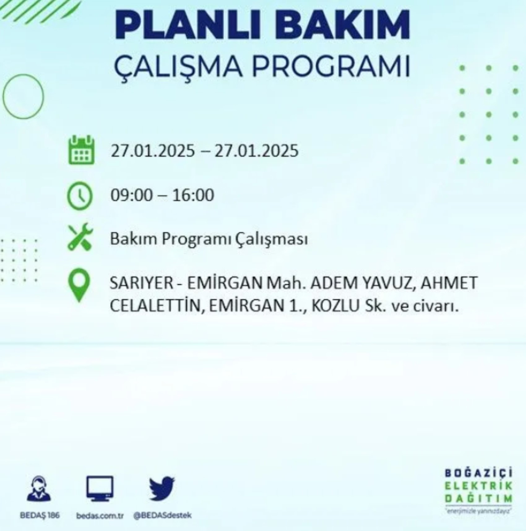 BEDAŞ açıkladı... İstanbul'da elektrik kesintisi: 27 Ocak'ta hangi mahalleler etkilenecek?