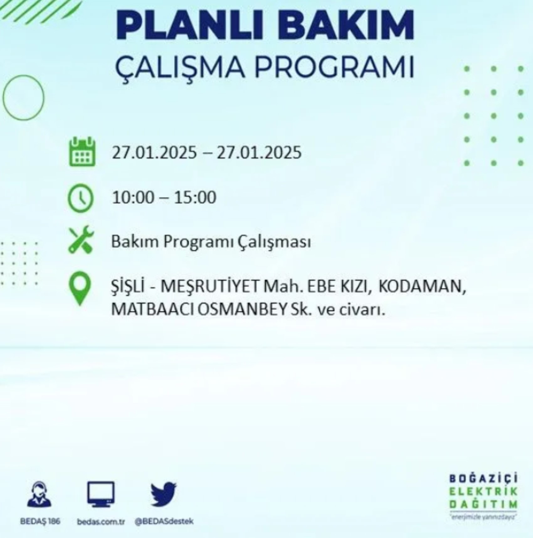 BEDAŞ açıkladı... İstanbul'da elektrik kesintisi: 27 Ocak'ta hangi mahalleler etkilenecek?