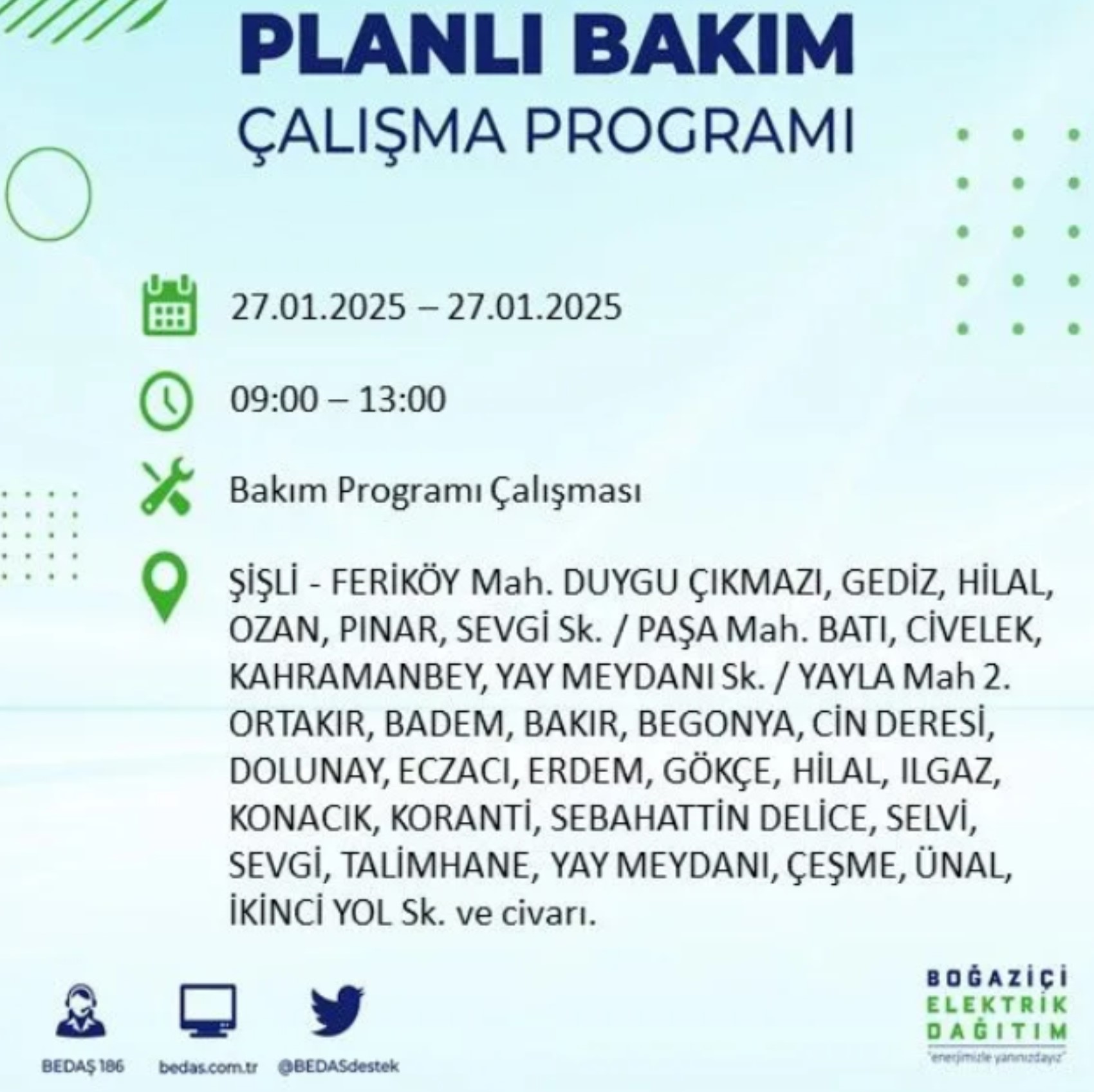 BEDAŞ açıkladı... İstanbul'da elektrik kesintisi: 27 Ocak'ta hangi mahalleler etkilenecek?