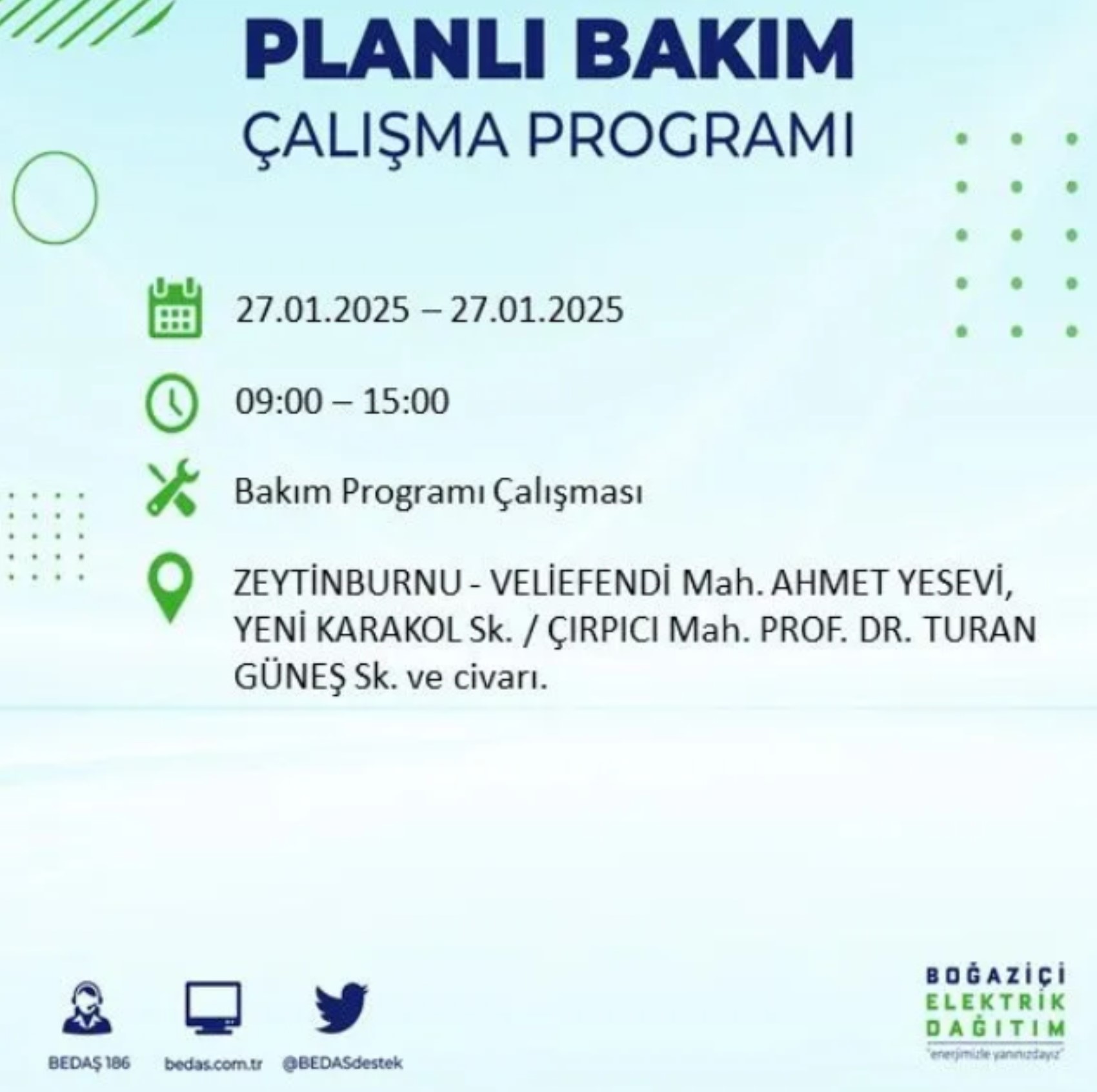 BEDAŞ açıkladı... İstanbul'da elektrik kesintisi: 27 Ocak'ta hangi mahalleler etkilenecek?