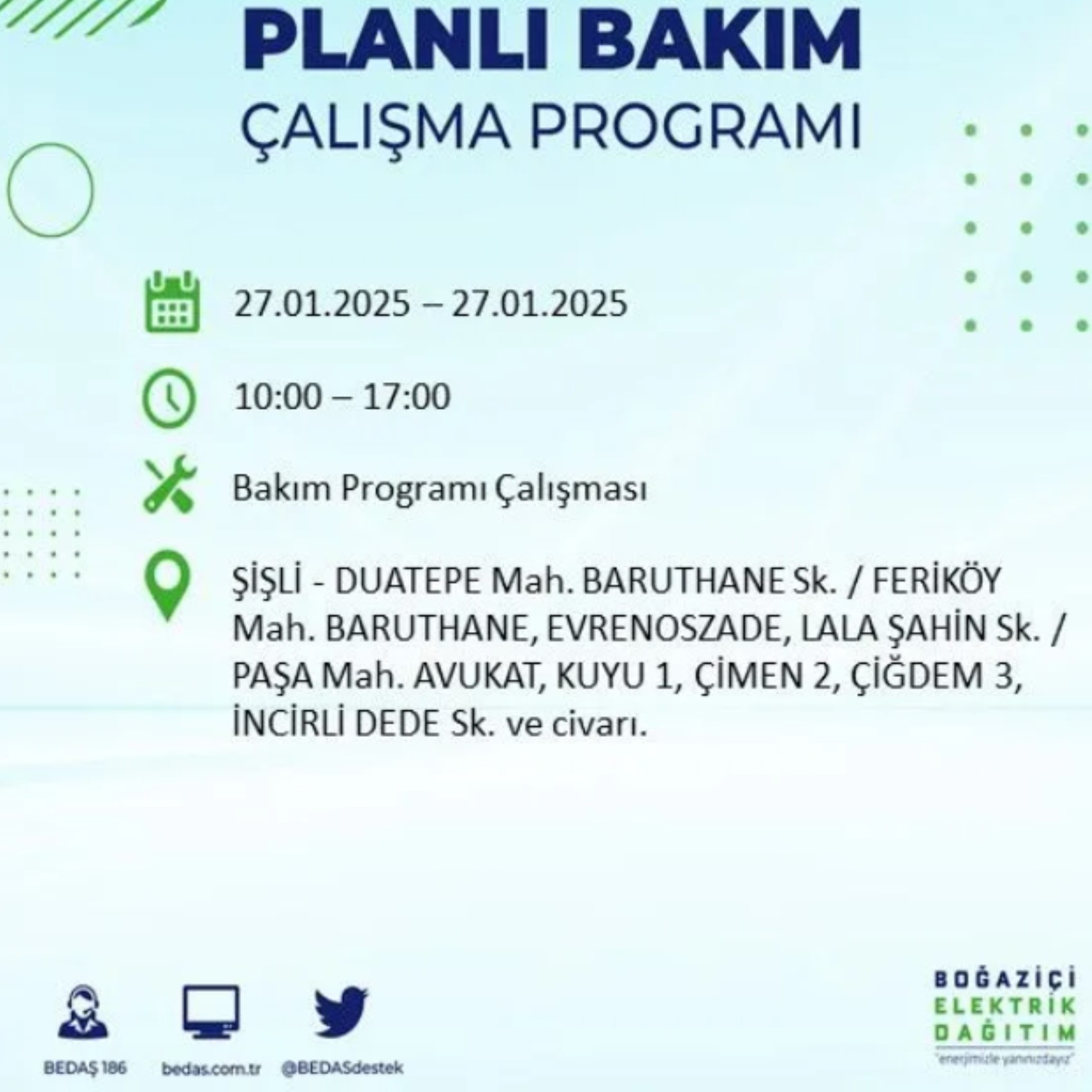 BEDAŞ açıkladı... İstanbul'da elektrik kesintisi: 27 Ocak'ta hangi mahalleler etkilenecek?