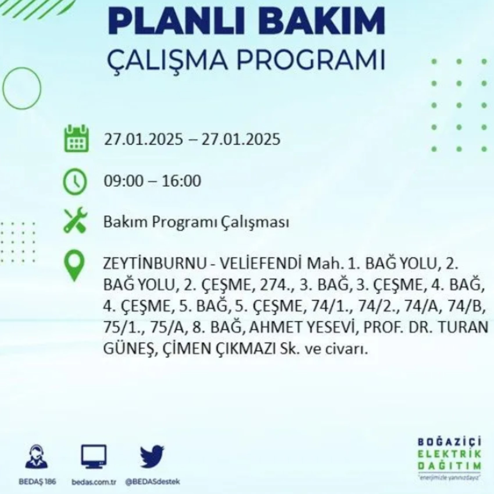 BEDAŞ açıkladı... İstanbul'da elektrik kesintisi: 27 Ocak'ta hangi mahalleler etkilenecek?