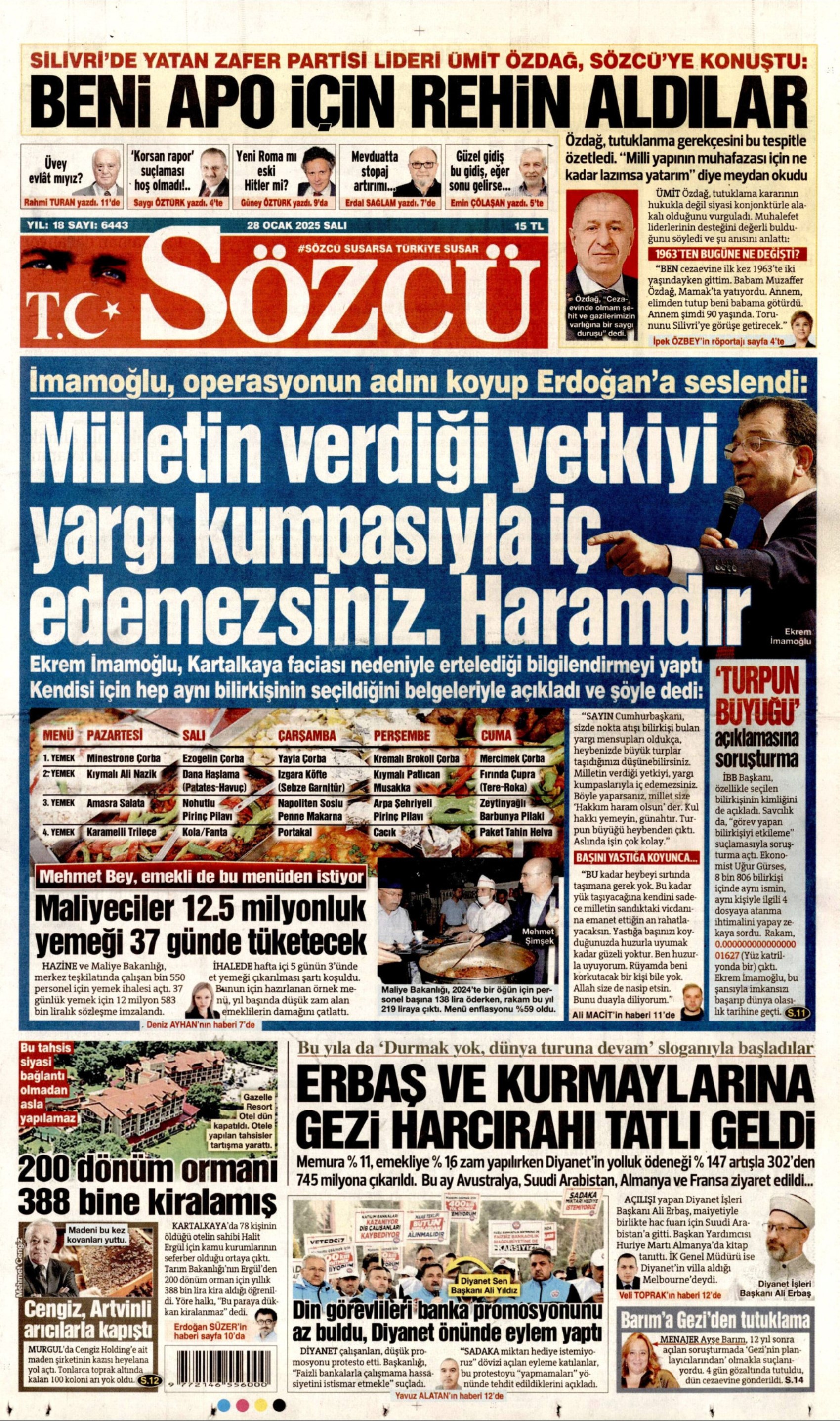 İmamoğlu 'turpun büyüğü'nü açıkladı, hakkında soruşturma başlatıldı: Gazeteler nasıl gördü? (28 Ocak 2025 gazete manşetleri)