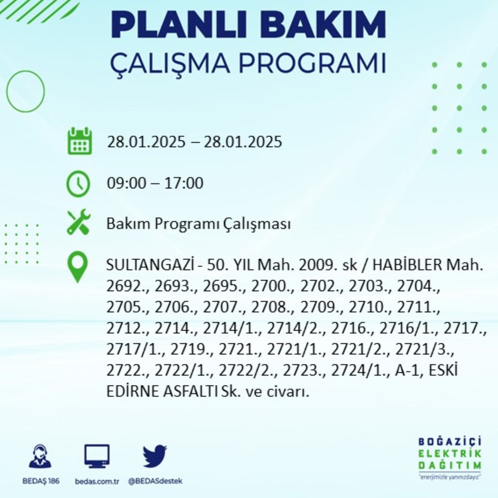 BEDAŞ açıkladı... İstanbul'da elektrik kesintisi: 28 Ocak'ta hangi mahalleler etkilenecek?