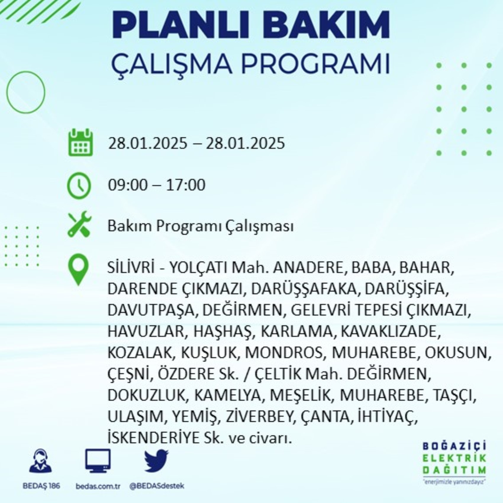 BEDAŞ açıkladı... İstanbul'da elektrik kesintisi: 28 Ocak'ta hangi mahalleler etkilenecek?