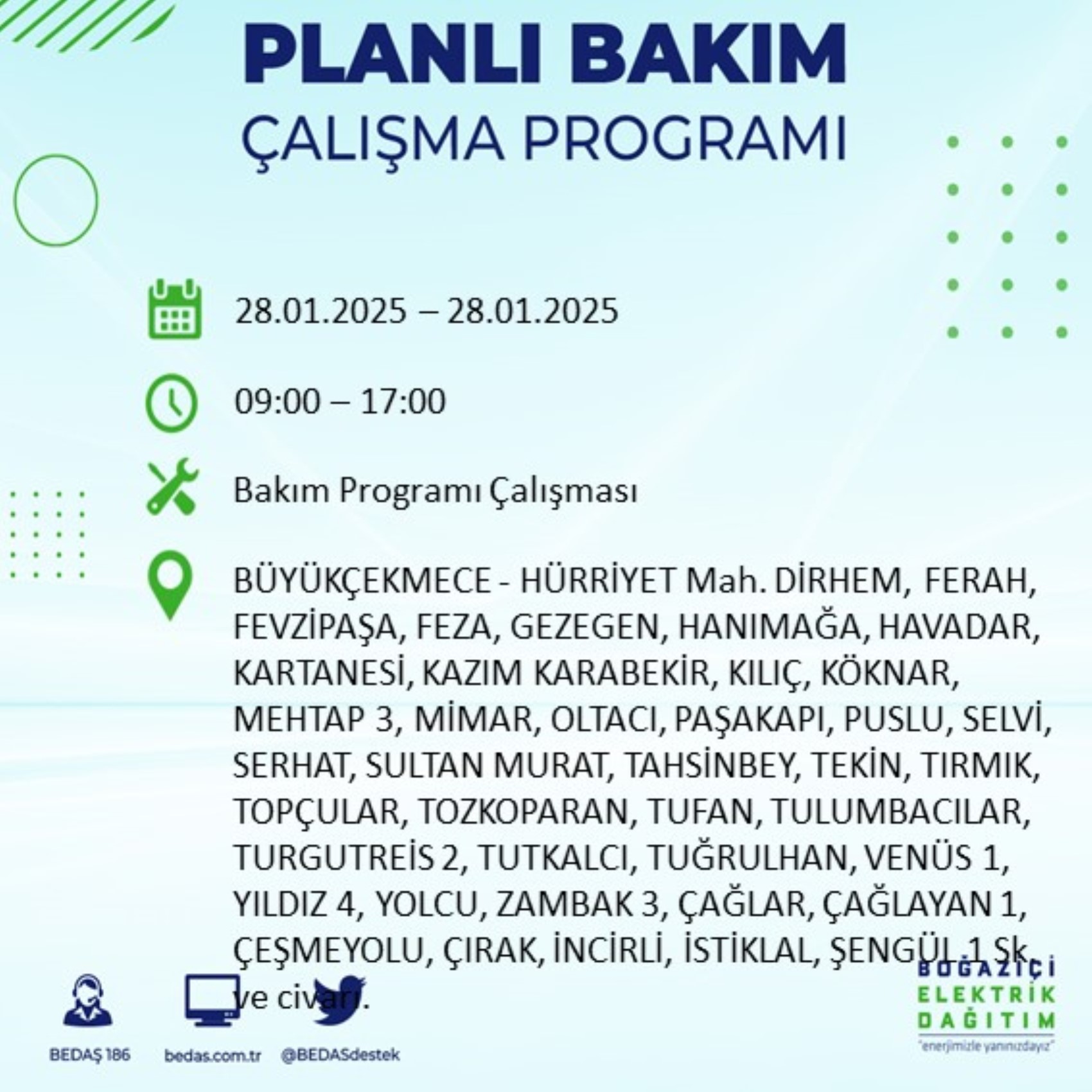 BEDAŞ açıkladı... İstanbul'da elektrik kesintisi: 28 Ocak'ta hangi mahalleler etkilenecek?