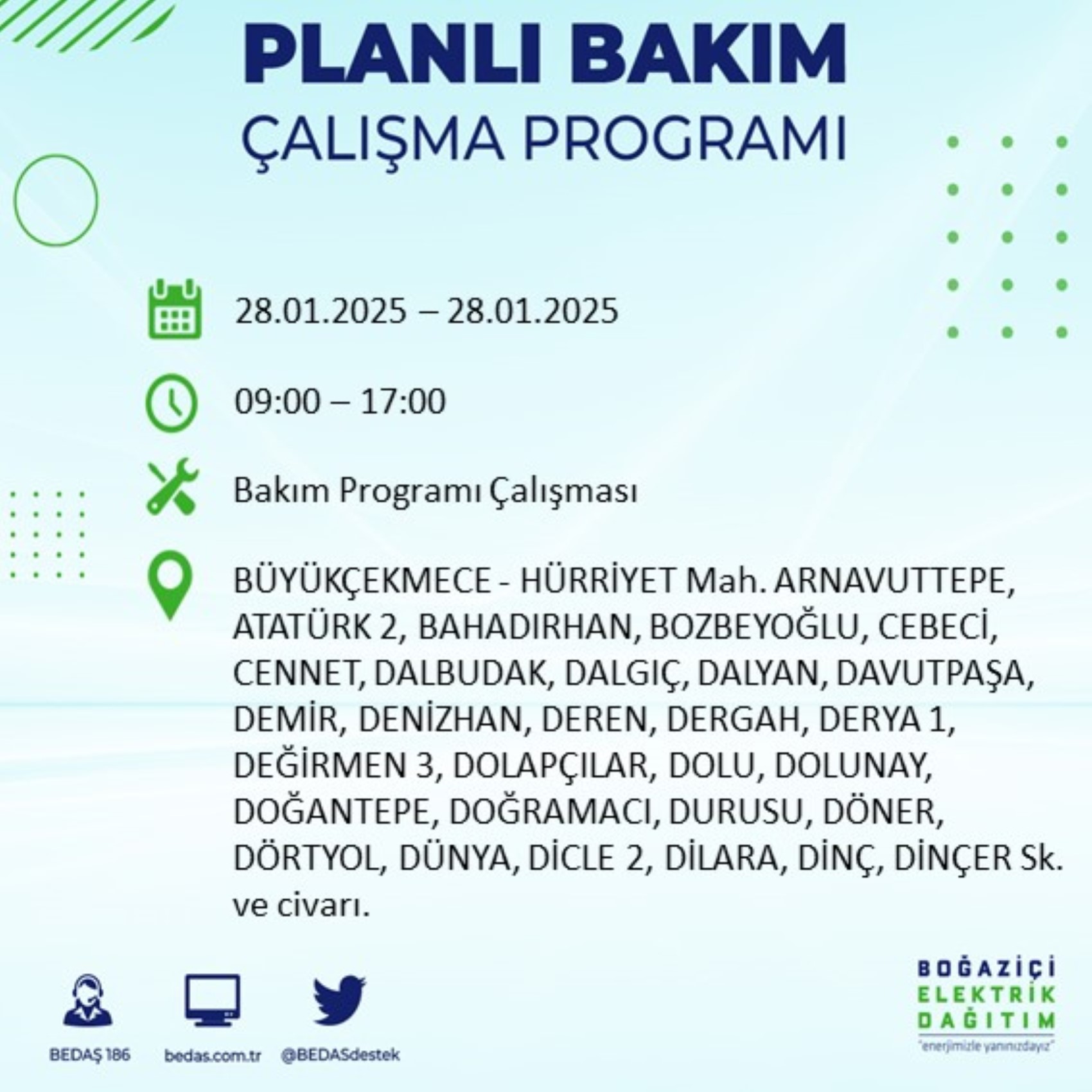 BEDAŞ açıkladı... İstanbul'da elektrik kesintisi: 28 Ocak'ta hangi mahalleler etkilenecek?