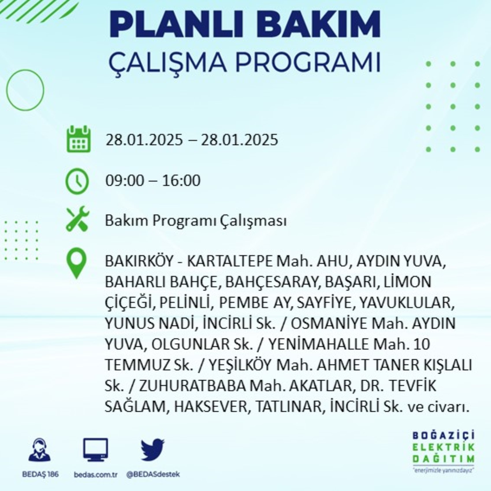 BEDAŞ açıkladı... İstanbul'da elektrik kesintisi: 28 Ocak'ta hangi mahalleler etkilenecek?