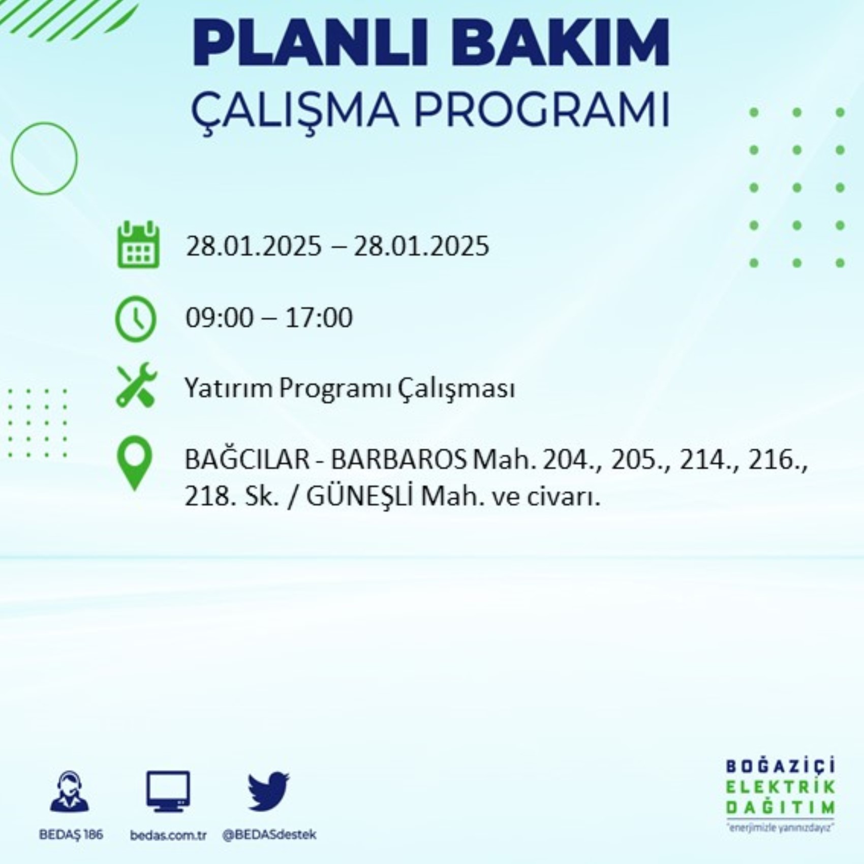 BEDAŞ açıkladı... İstanbul'da elektrik kesintisi: 28 Ocak'ta hangi mahalleler etkilenecek?