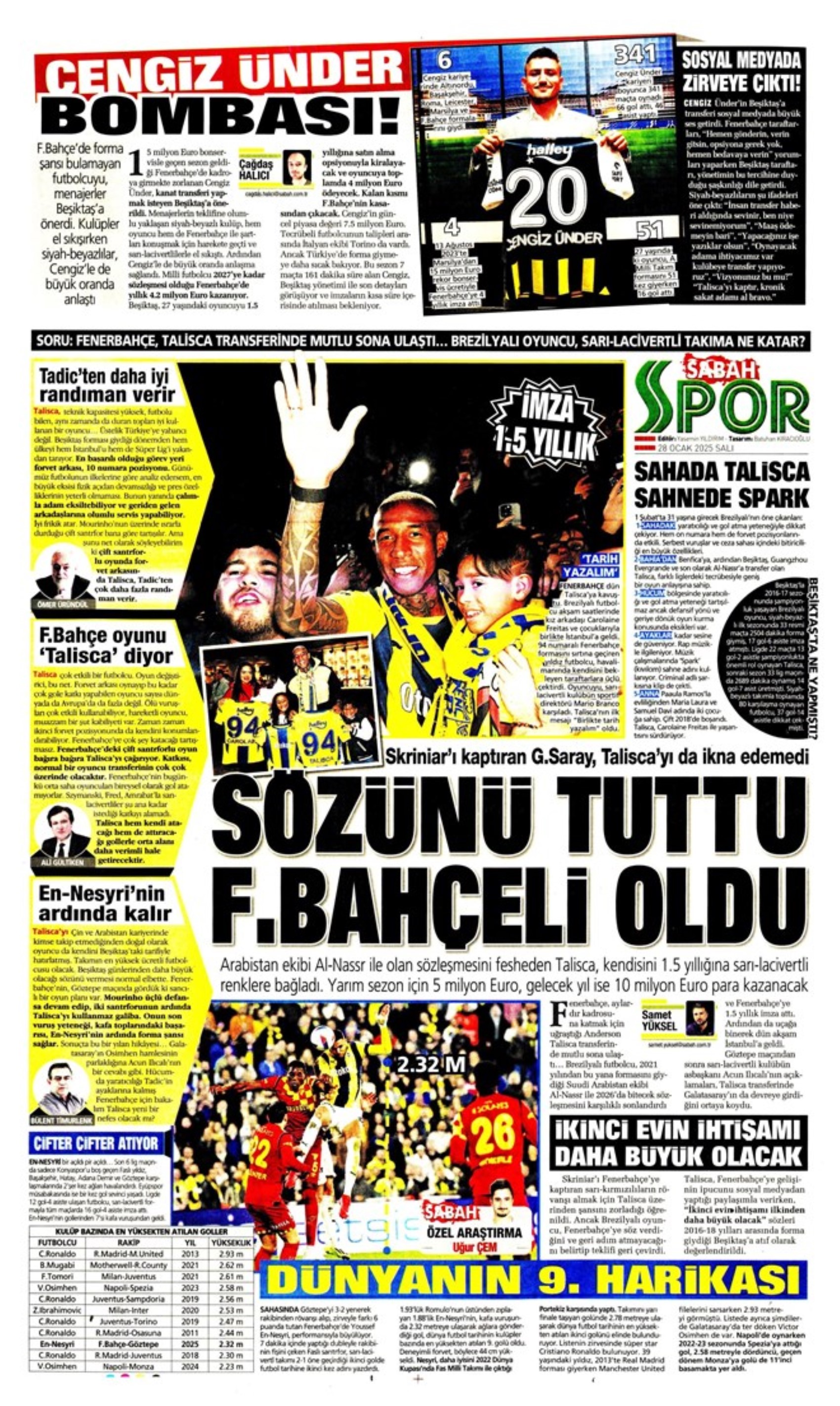 28 Ocak sporun manşetleri... Fenerbahçe derken Galatasaray'a geliyor: Sarı kırmızılılardan savunma takviyesi