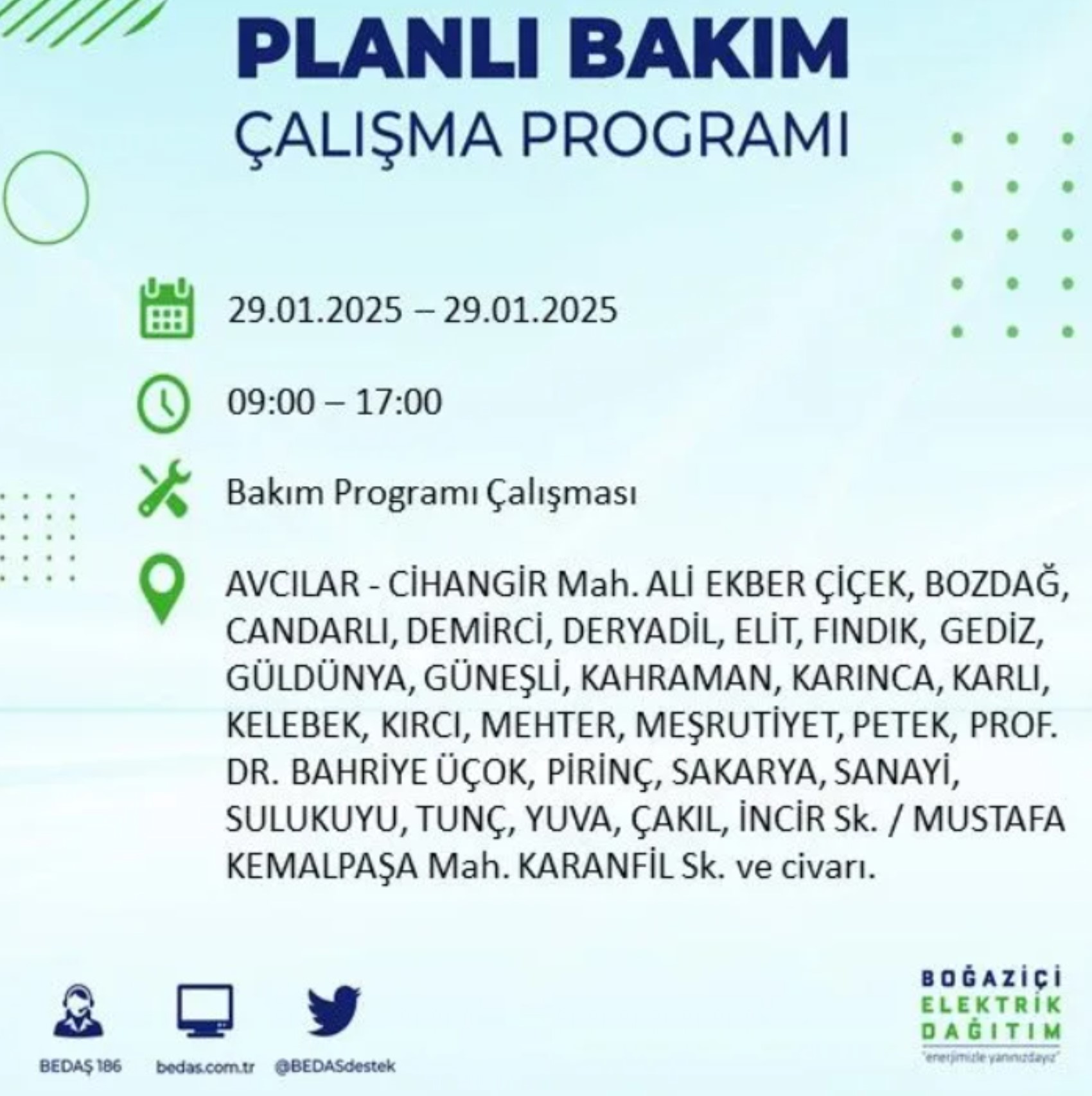 BEDAŞ açıkladı... İstanbul'da elektrik kesintisi: 29 Ocak'ta hangi mahalleler etkilenecek?