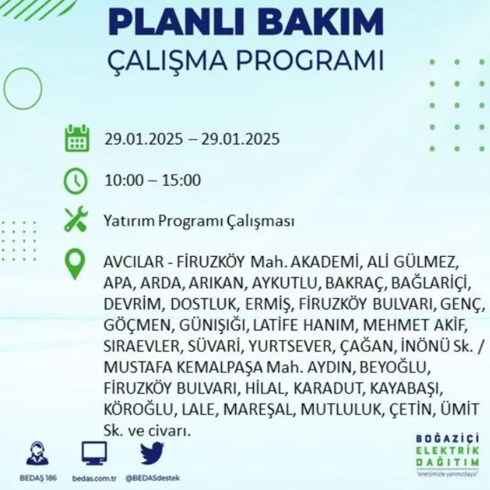 BEDAŞ açıkladı... İstanbul'da elektrik kesintisi: 29 Ocak'ta hangi mahalleler etkilenecek?