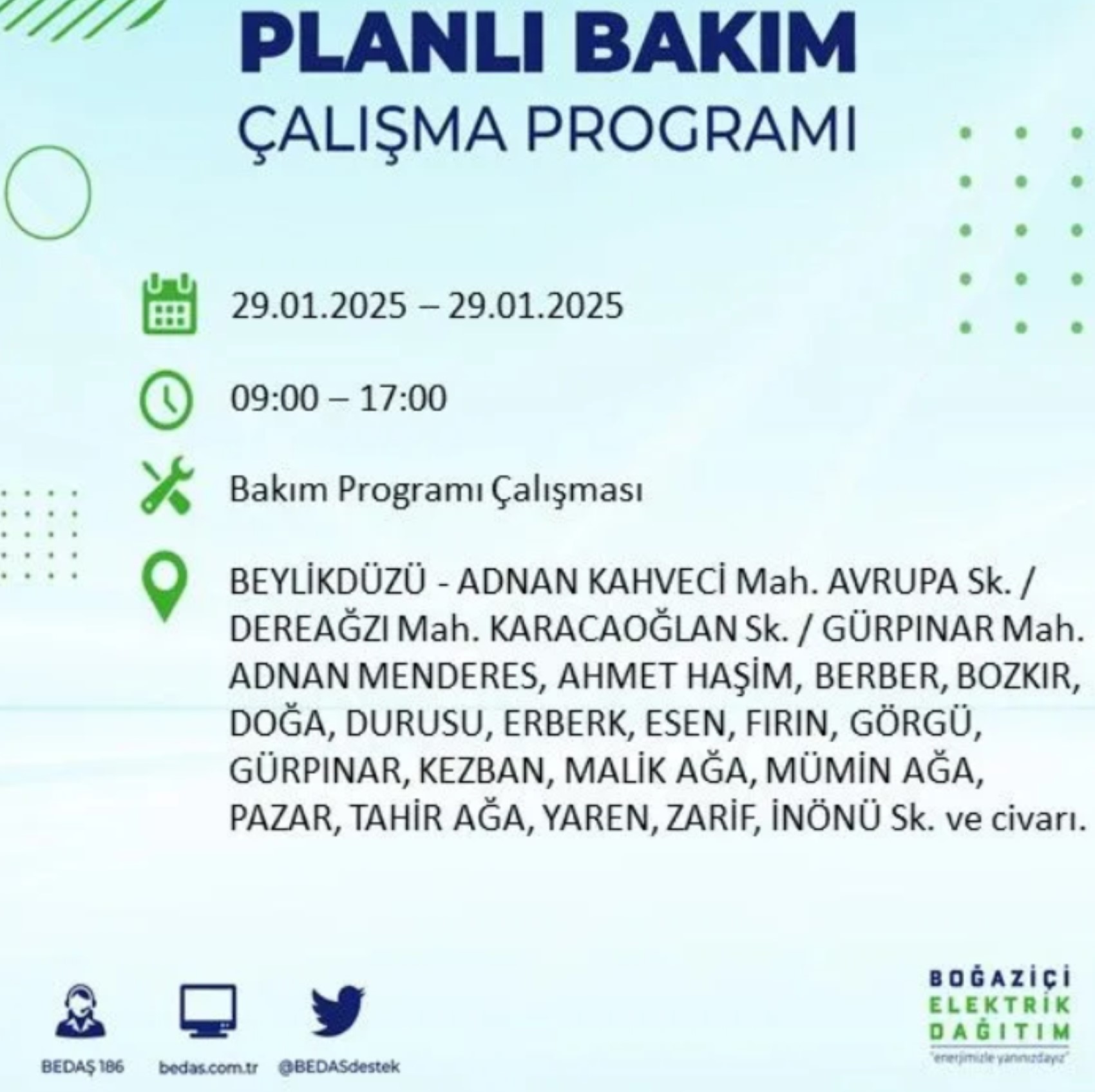 BEDAŞ açıkladı... İstanbul'da elektrik kesintisi: 29 Ocak'ta hangi mahalleler etkilenecek?