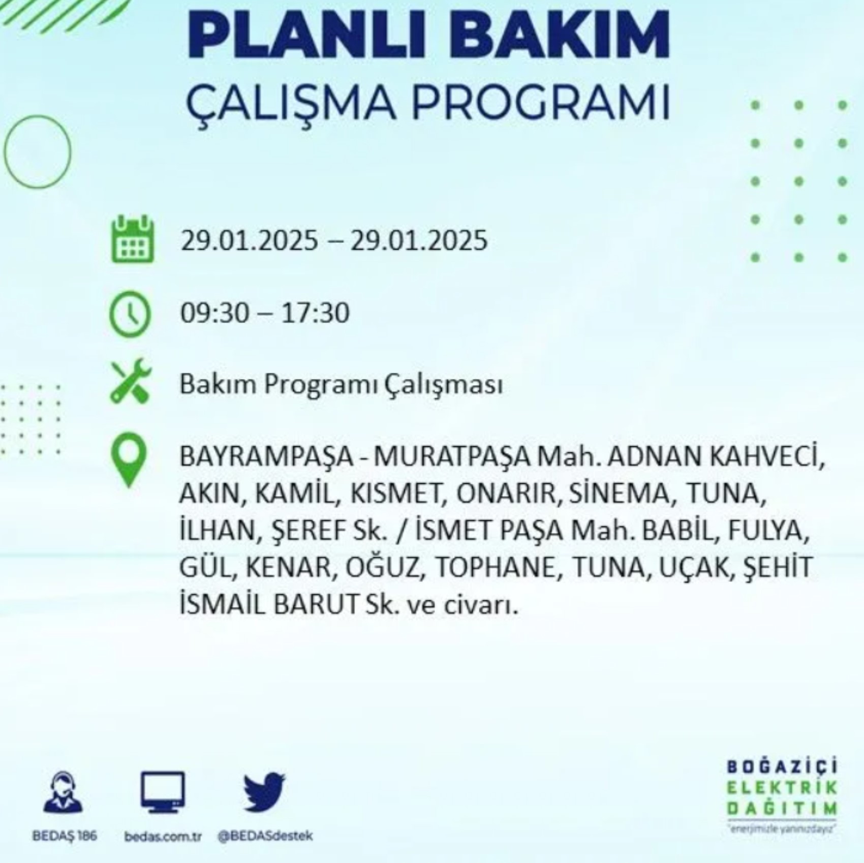 BEDAŞ açıkladı... İstanbul'da elektrik kesintisi: 29 Ocak'ta hangi mahalleler etkilenecek?