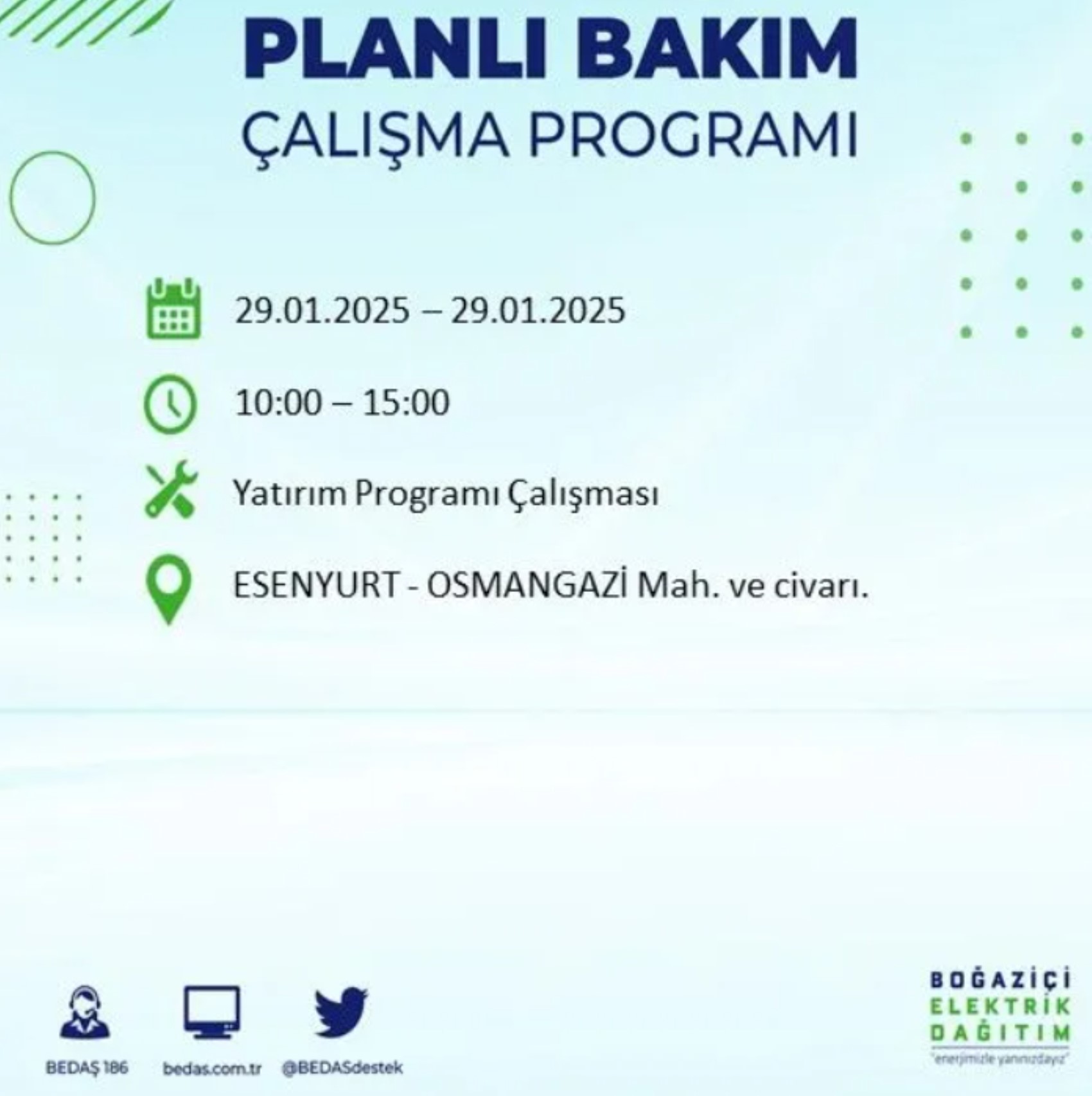 BEDAŞ açıkladı... İstanbul'da elektrik kesintisi: 29 Ocak'ta hangi mahalleler etkilenecek?