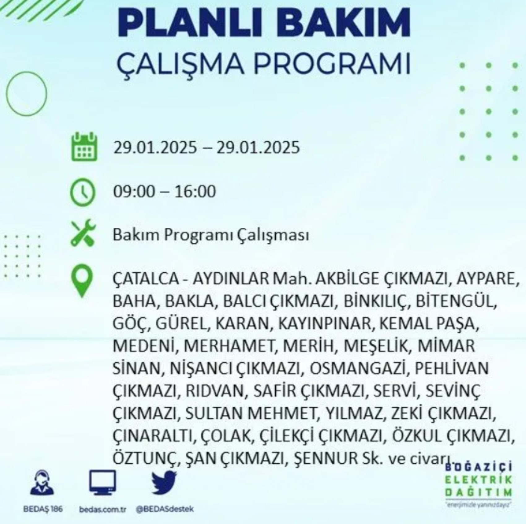 BEDAŞ açıkladı... İstanbul'da elektrik kesintisi: 29 Ocak'ta hangi mahalleler etkilenecek?