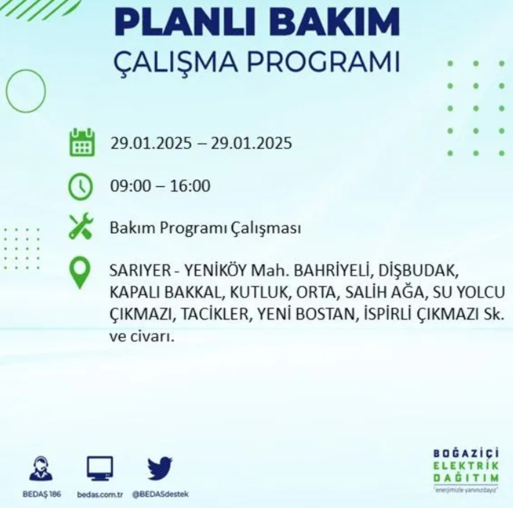 BEDAŞ açıkladı... İstanbul'da elektrik kesintisi: 29 Ocak'ta hangi mahalleler etkilenecek?