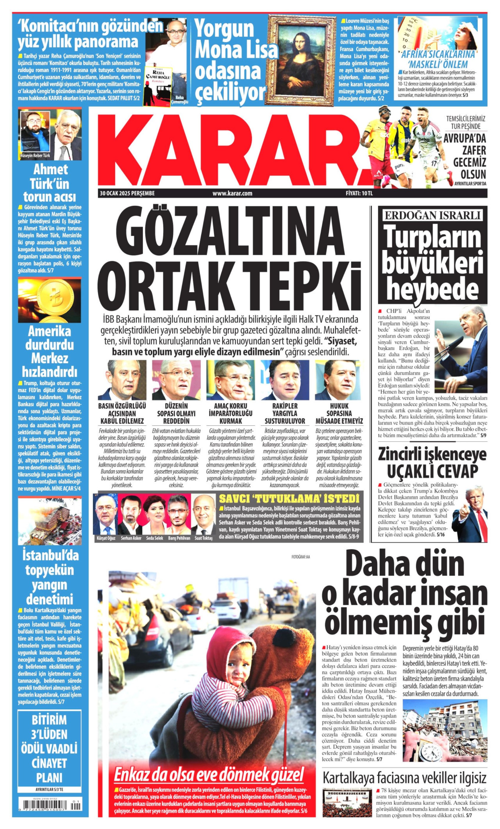 Suat Toktaş tutuklandı, Barış Pehlivan ve Kürşad Oğuz adli kontrol şartıyla serbest: Gazeteler bilirkişi soruşturmasını nasıl gördü? (30 Ocak 2025 gazete manşetleri)