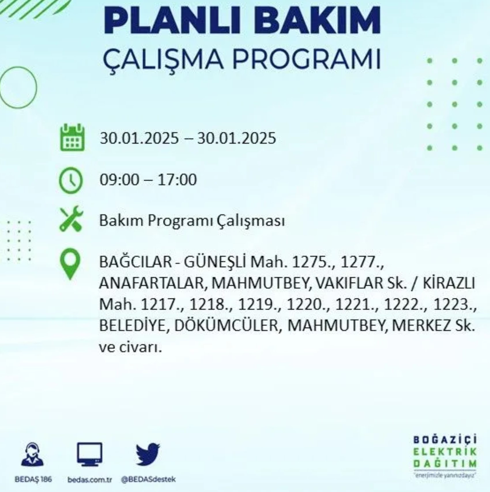 BEDAŞ açıkladı... İstanbul'da elektrik kesintisi: 30 Ocak'ta hangi mahalleler etkilenecek?