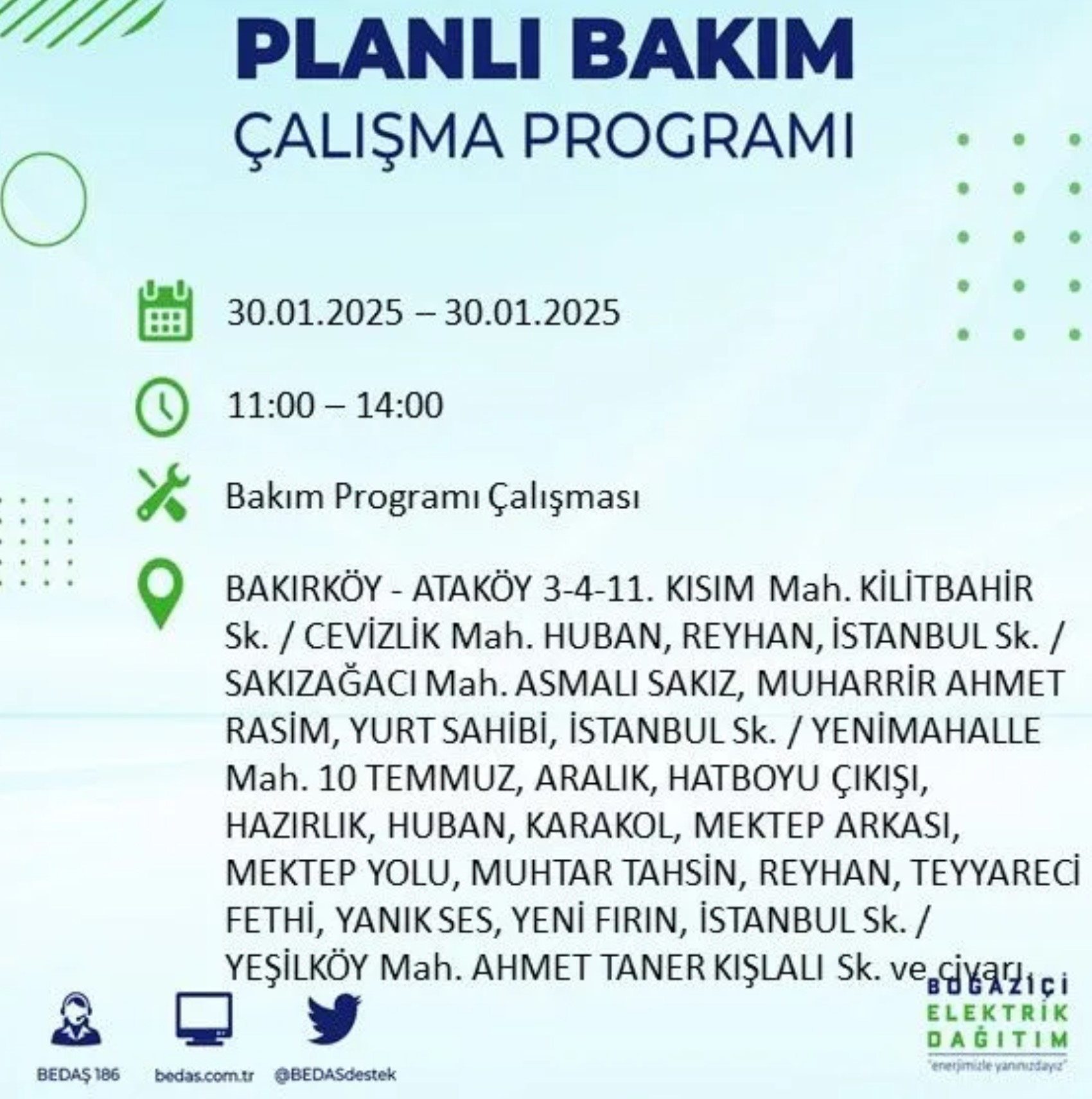 BEDAŞ açıkladı... İstanbul'da elektrik kesintisi: 30 Ocak'ta hangi mahalleler etkilenecek?