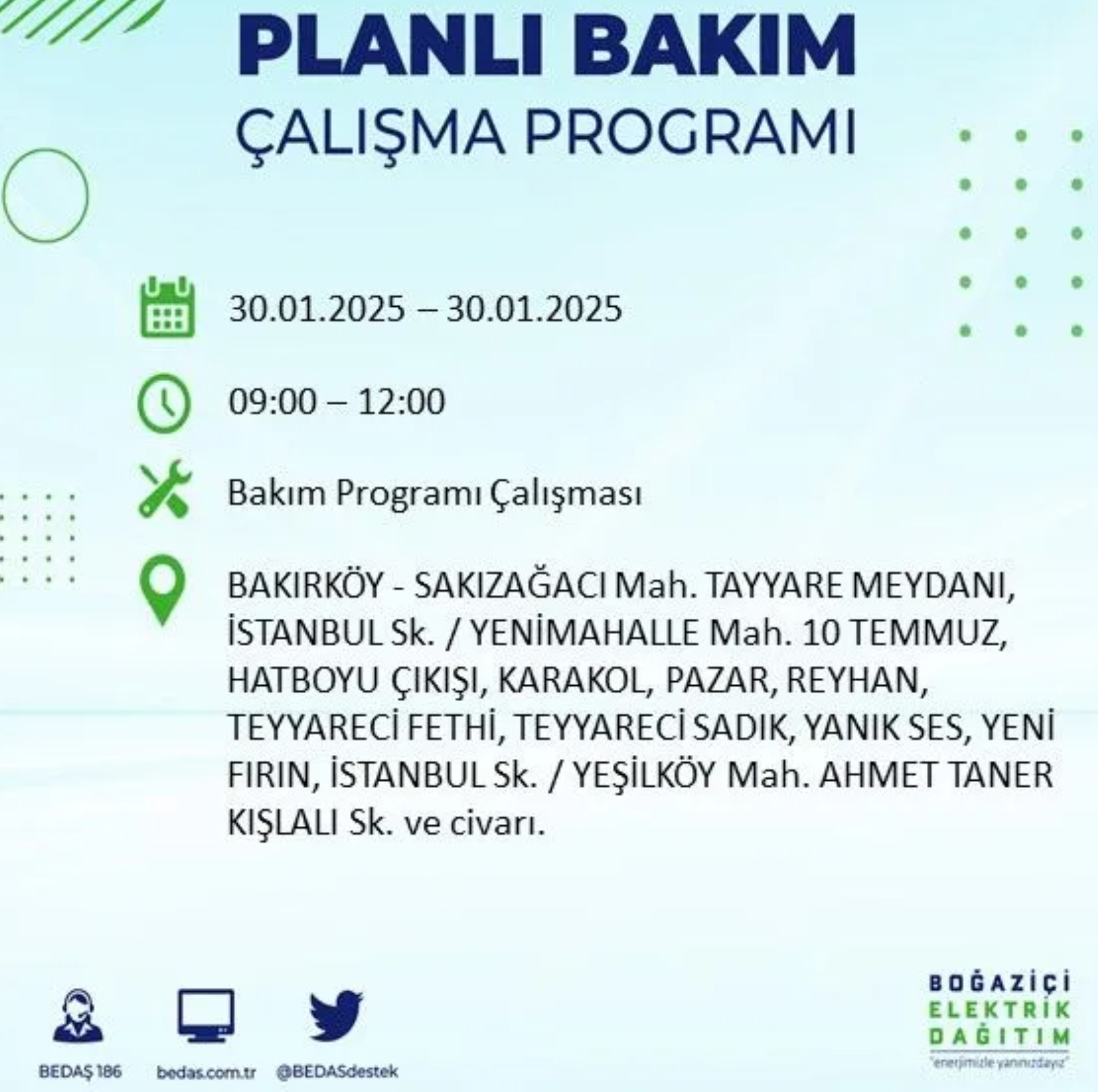 BEDAŞ açıkladı... İstanbul'da elektrik kesintisi: 30 Ocak'ta hangi mahalleler etkilenecek?