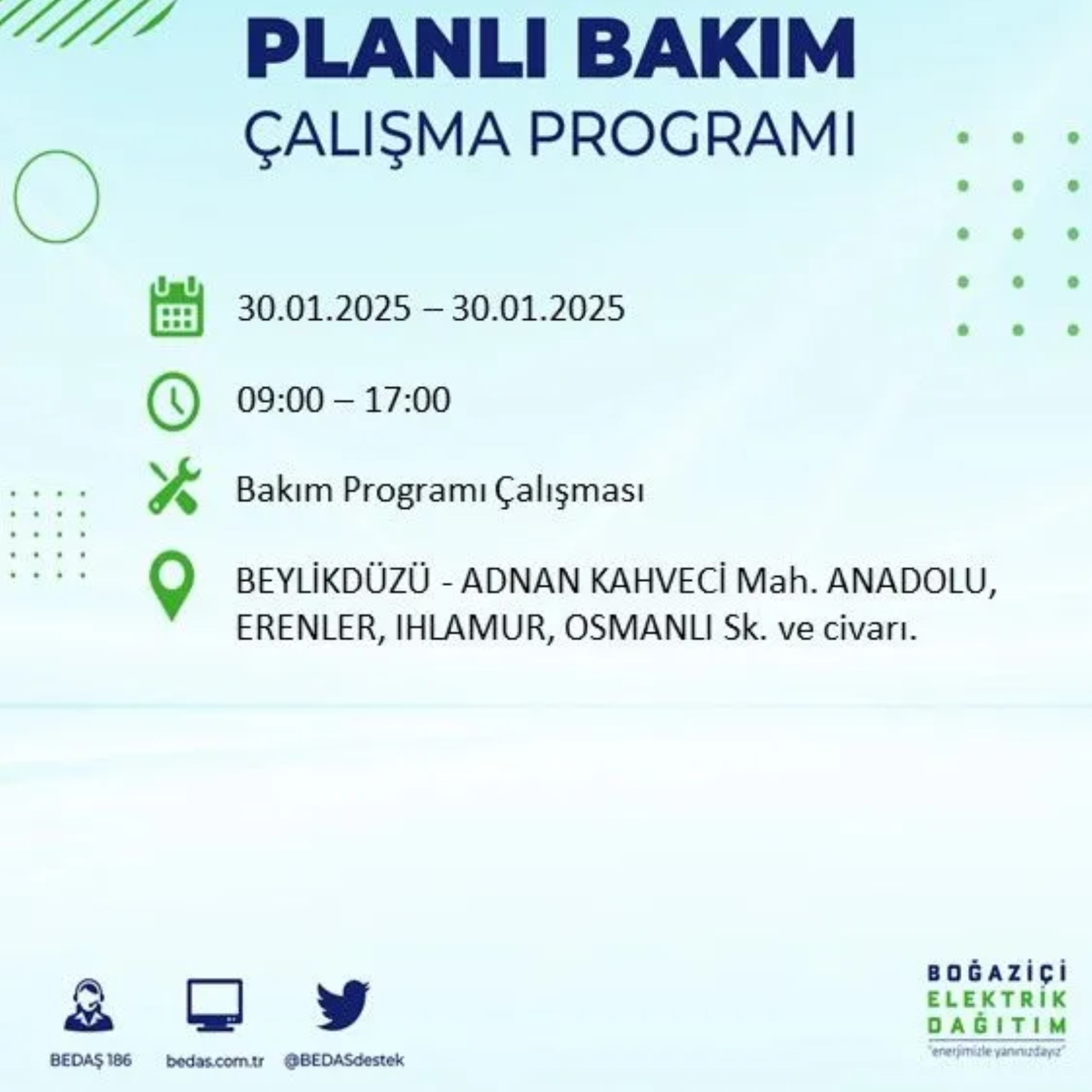 BEDAŞ açıkladı... İstanbul'da elektrik kesintisi: 30 Ocak'ta hangi mahalleler etkilenecek?