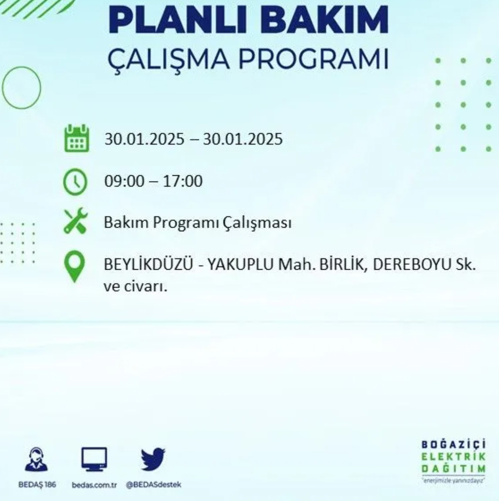 BEDAŞ açıkladı... İstanbul'da elektrik kesintisi: 30 Ocak'ta hangi mahalleler etkilenecek?