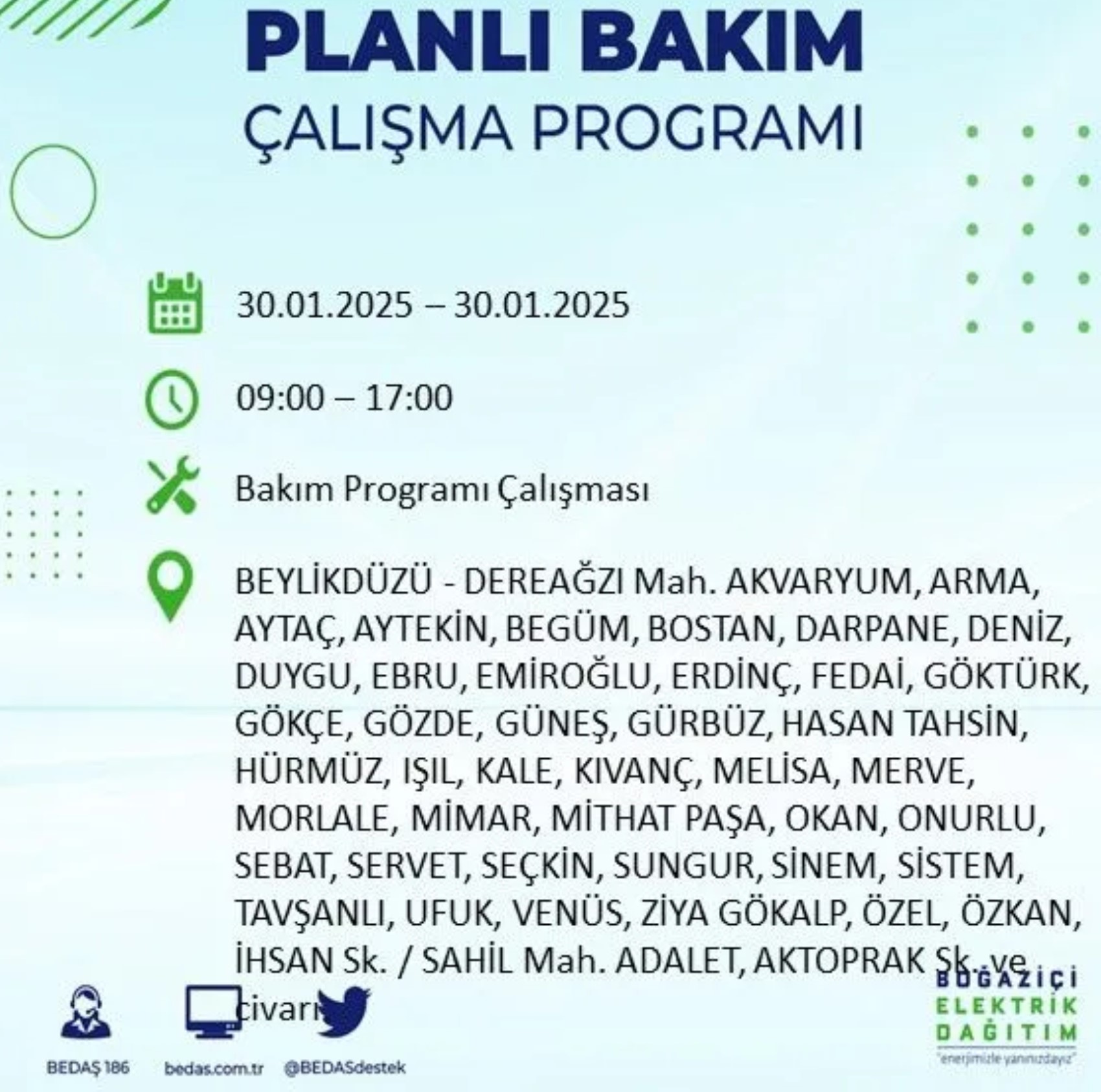 BEDAŞ açıkladı... İstanbul'da elektrik kesintisi: 30 Ocak'ta hangi mahalleler etkilenecek?