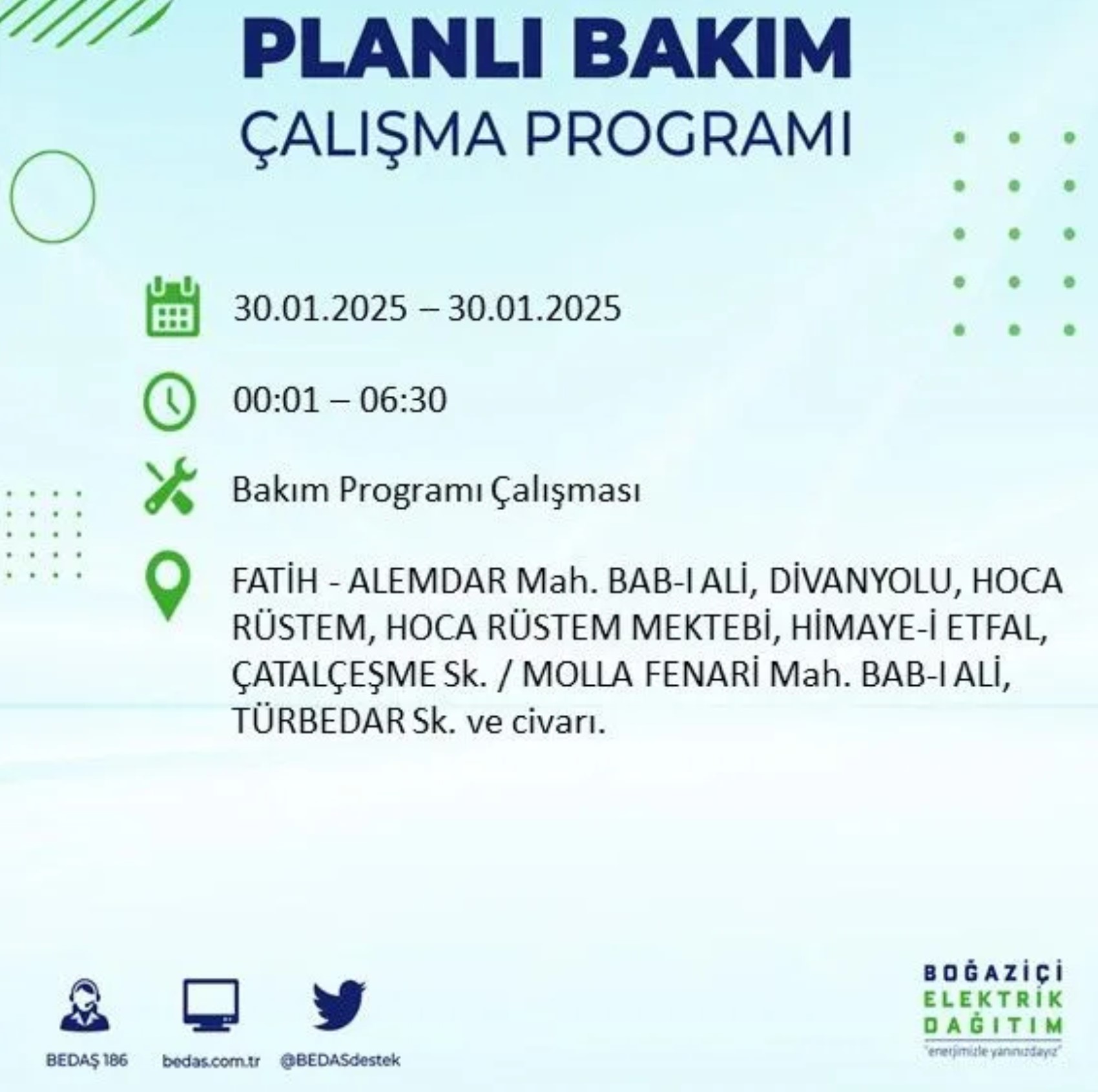 BEDAŞ açıkladı... İstanbul'da elektrik kesintisi: 30 Ocak'ta hangi mahalleler etkilenecek?