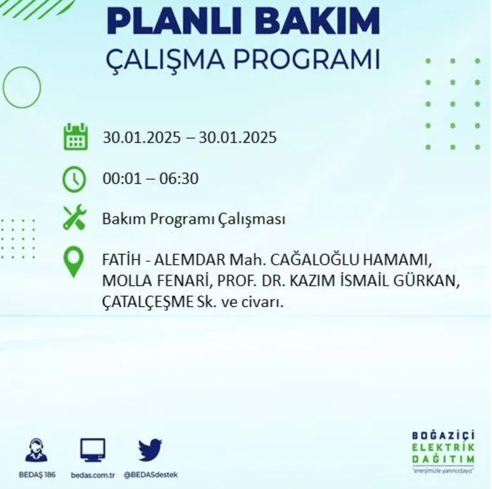 BEDAŞ açıkladı... İstanbul'da elektrik kesintisi: 30 Ocak'ta hangi mahalleler etkilenecek?