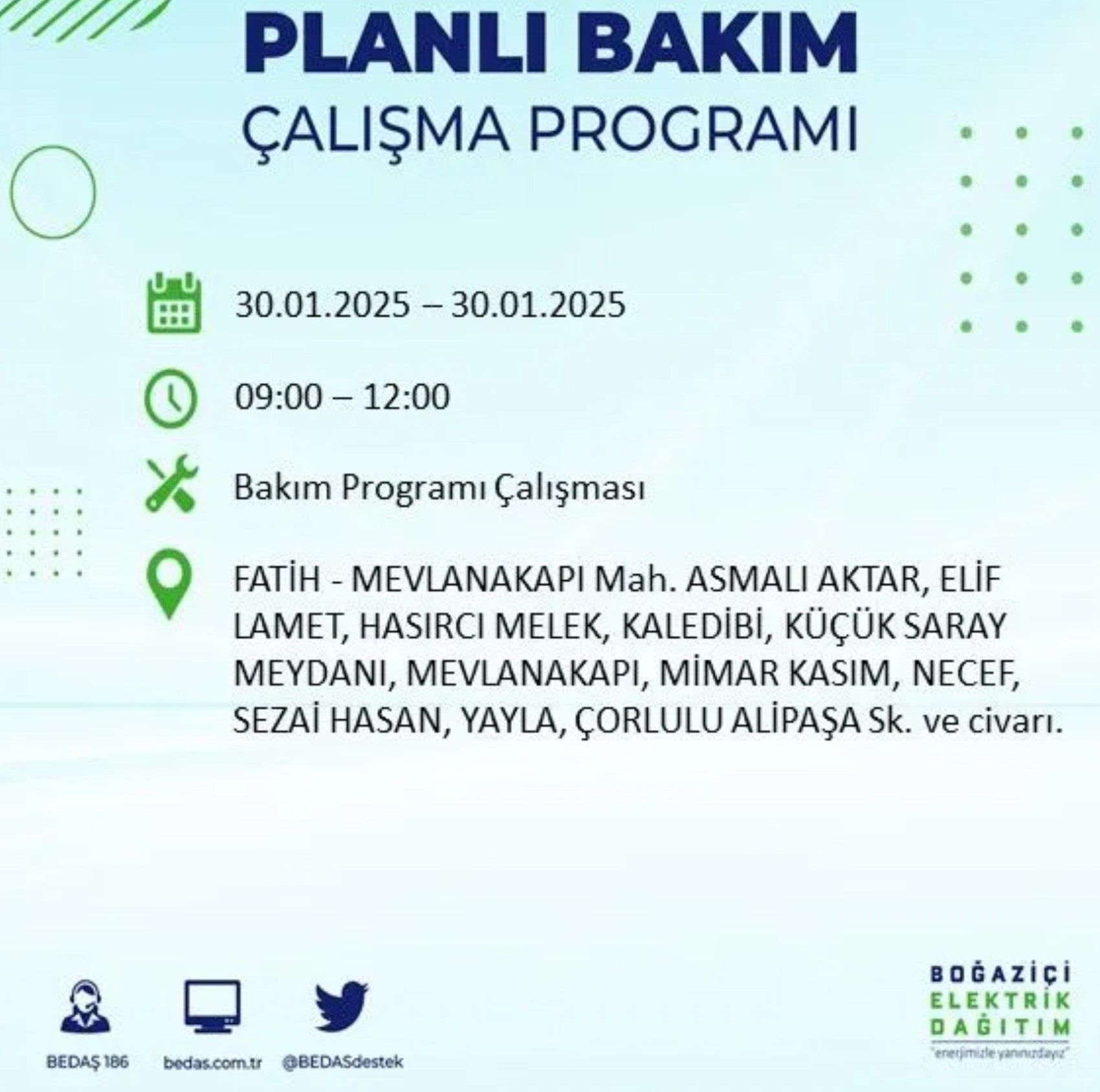 BEDAŞ açıkladı... İstanbul'da elektrik kesintisi: 30 Ocak'ta hangi mahalleler etkilenecek?