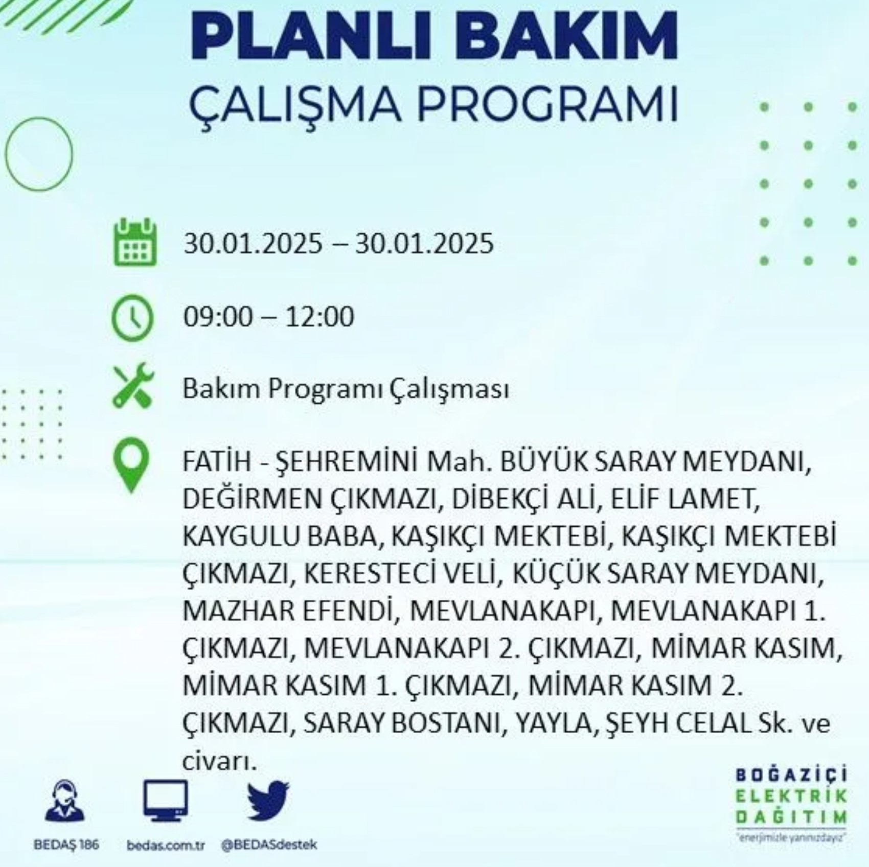 BEDAŞ açıkladı... İstanbul'da elektrik kesintisi: 30 Ocak'ta hangi mahalleler etkilenecek?