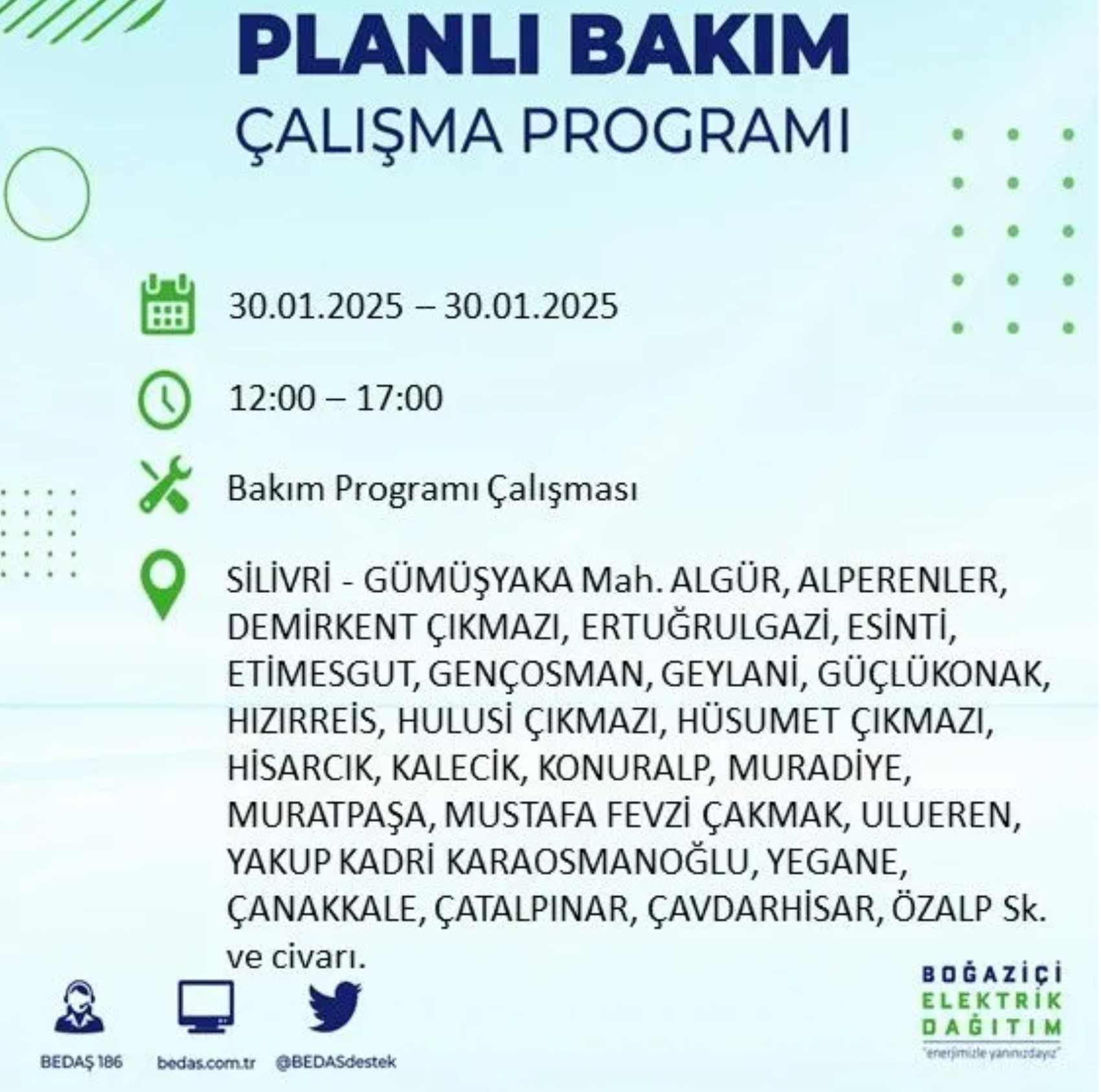 BEDAŞ açıkladı... İstanbul'da elektrik kesintisi: 30 Ocak'ta hangi mahalleler etkilenecek?