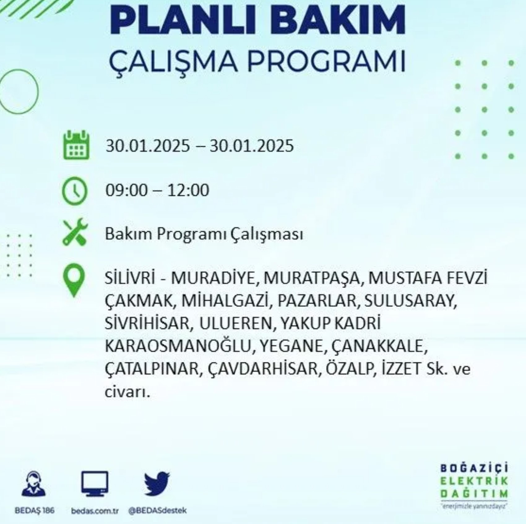 BEDAŞ açıkladı... İstanbul'da elektrik kesintisi: 30 Ocak'ta hangi mahalleler etkilenecek?