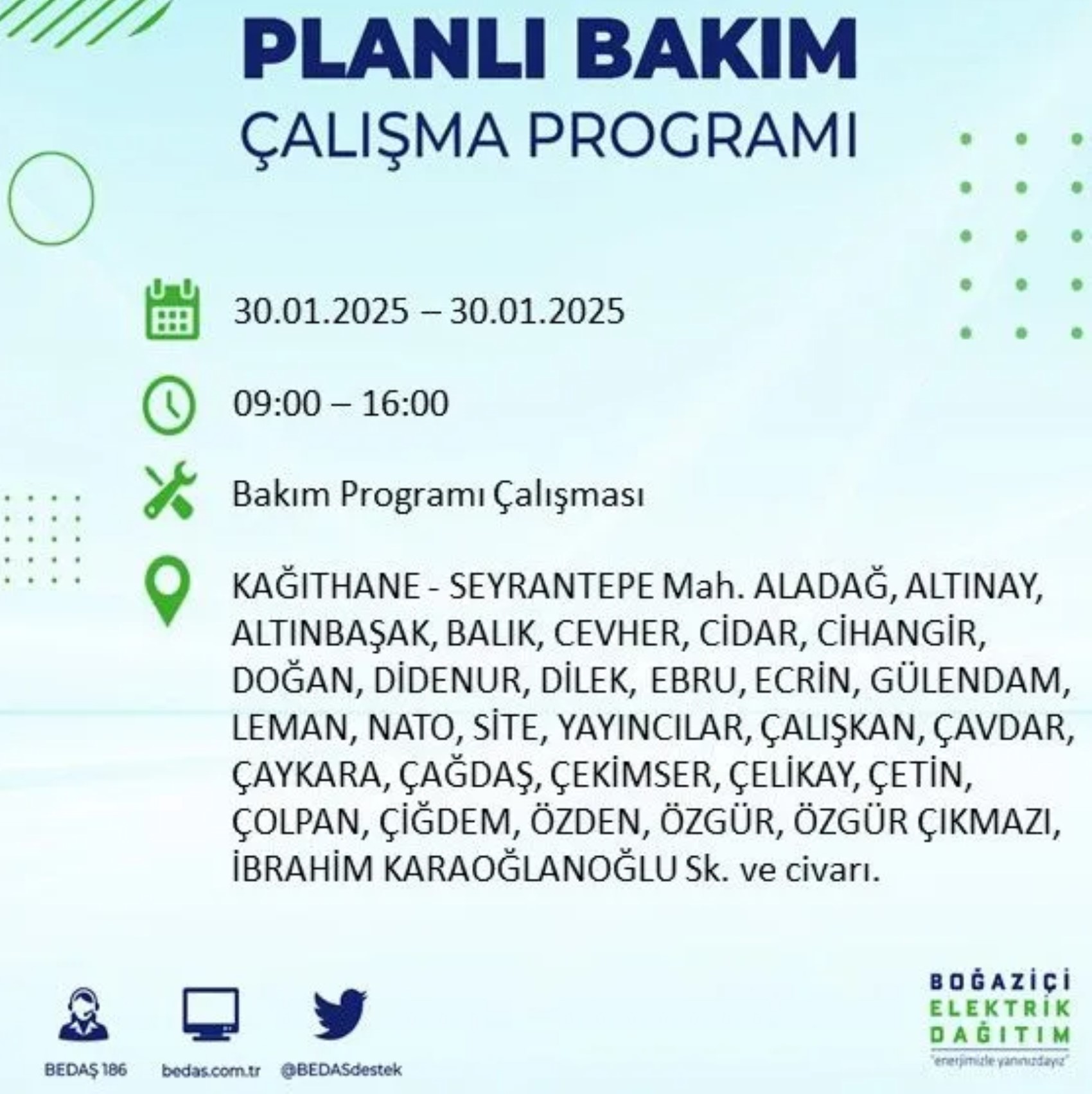 BEDAŞ açıkladı... İstanbul'da elektrik kesintisi: 30 Ocak'ta hangi mahalleler etkilenecek?