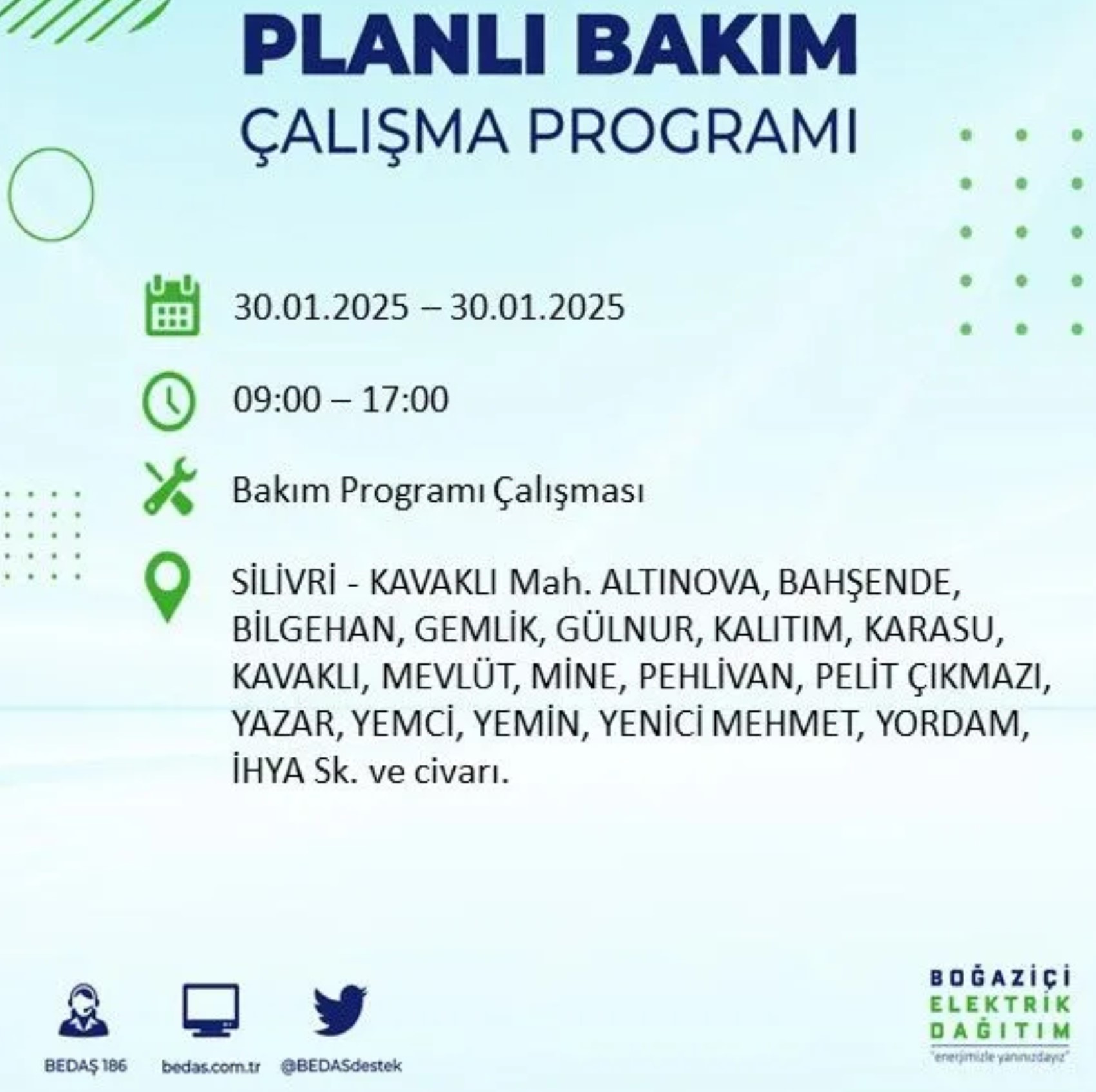 BEDAŞ açıkladı... İstanbul'da elektrik kesintisi: 30 Ocak'ta hangi mahalleler etkilenecek?