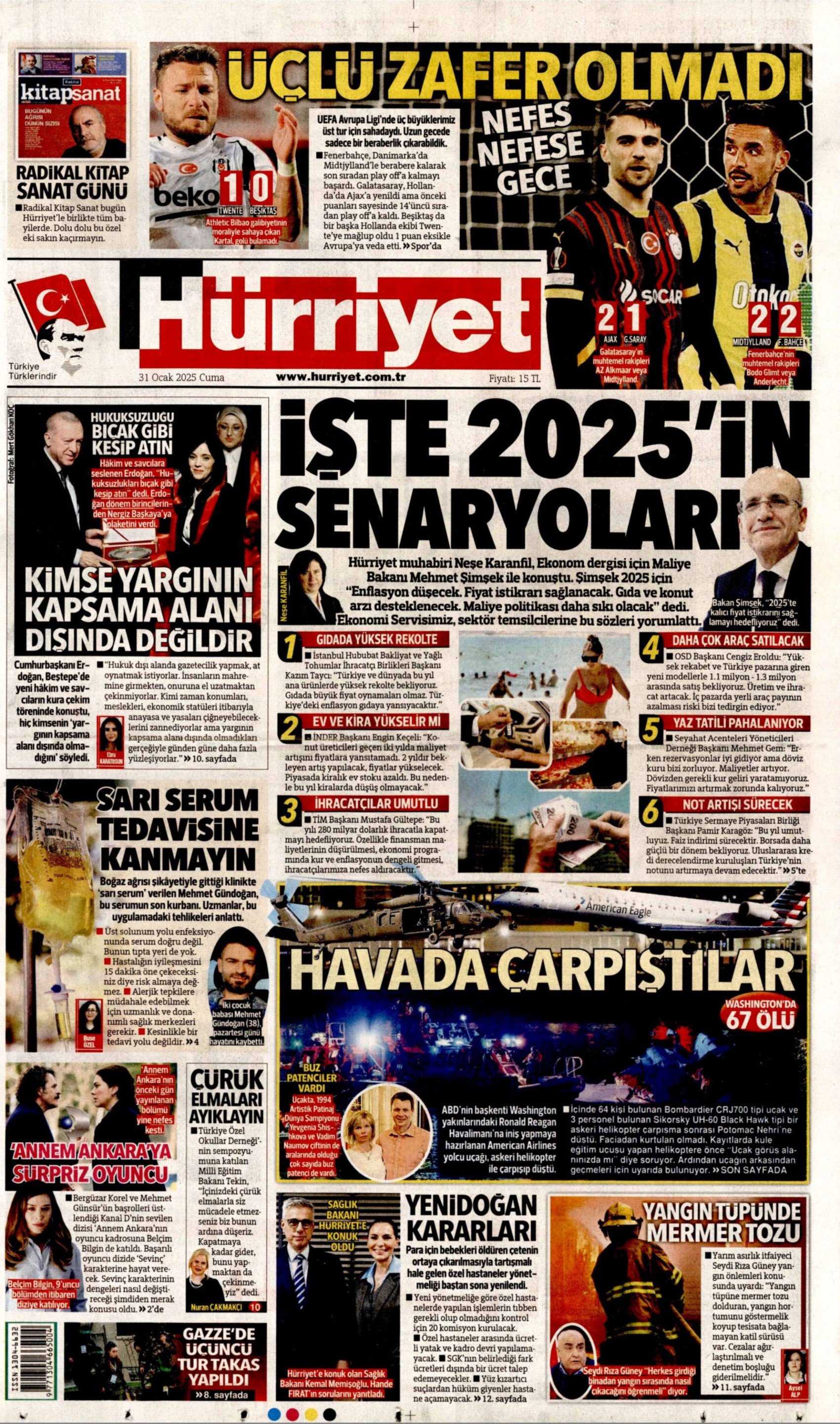 31 Ocak 2025 gazete manşetleri: 'Yargıya kimse ayar veremez', 'Ülke itibarı dipte'