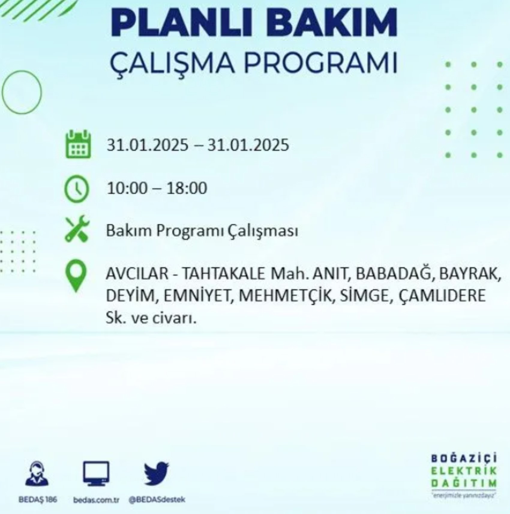 BEDAŞ açıkladı... İstanbul'da elektrik kesintisi: 31 Ocak'ta hangi mahalleler etkilenecek?