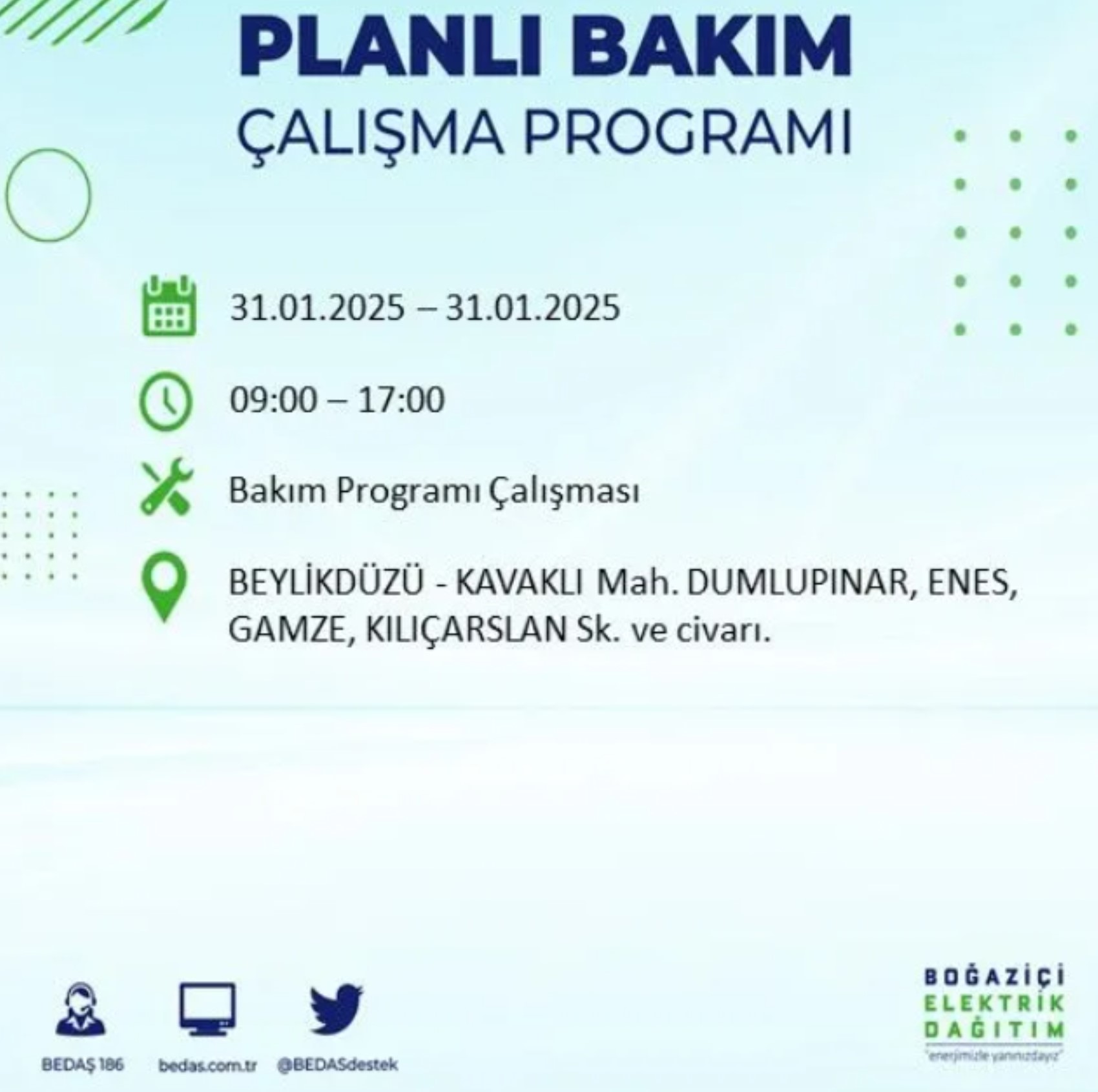 BEDAŞ açıkladı... İstanbul'da elektrik kesintisi: 31 Ocak'ta hangi mahalleler etkilenecek?