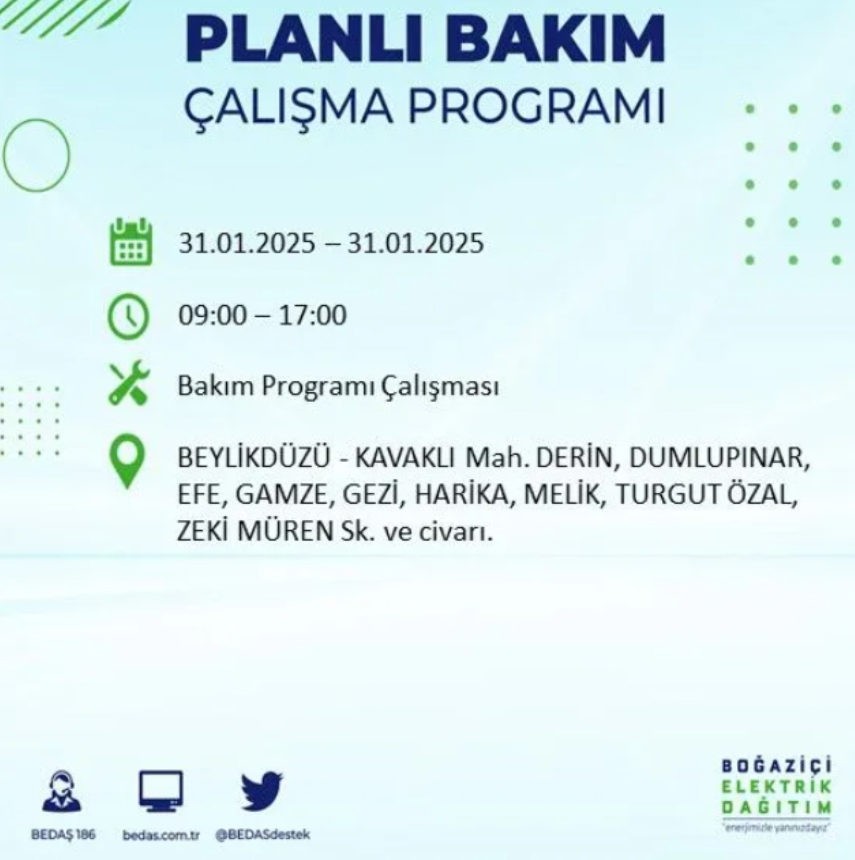 BEDAŞ açıkladı... İstanbul'da elektrik kesintisi: 31 Ocak'ta hangi mahalleler etkilenecek?