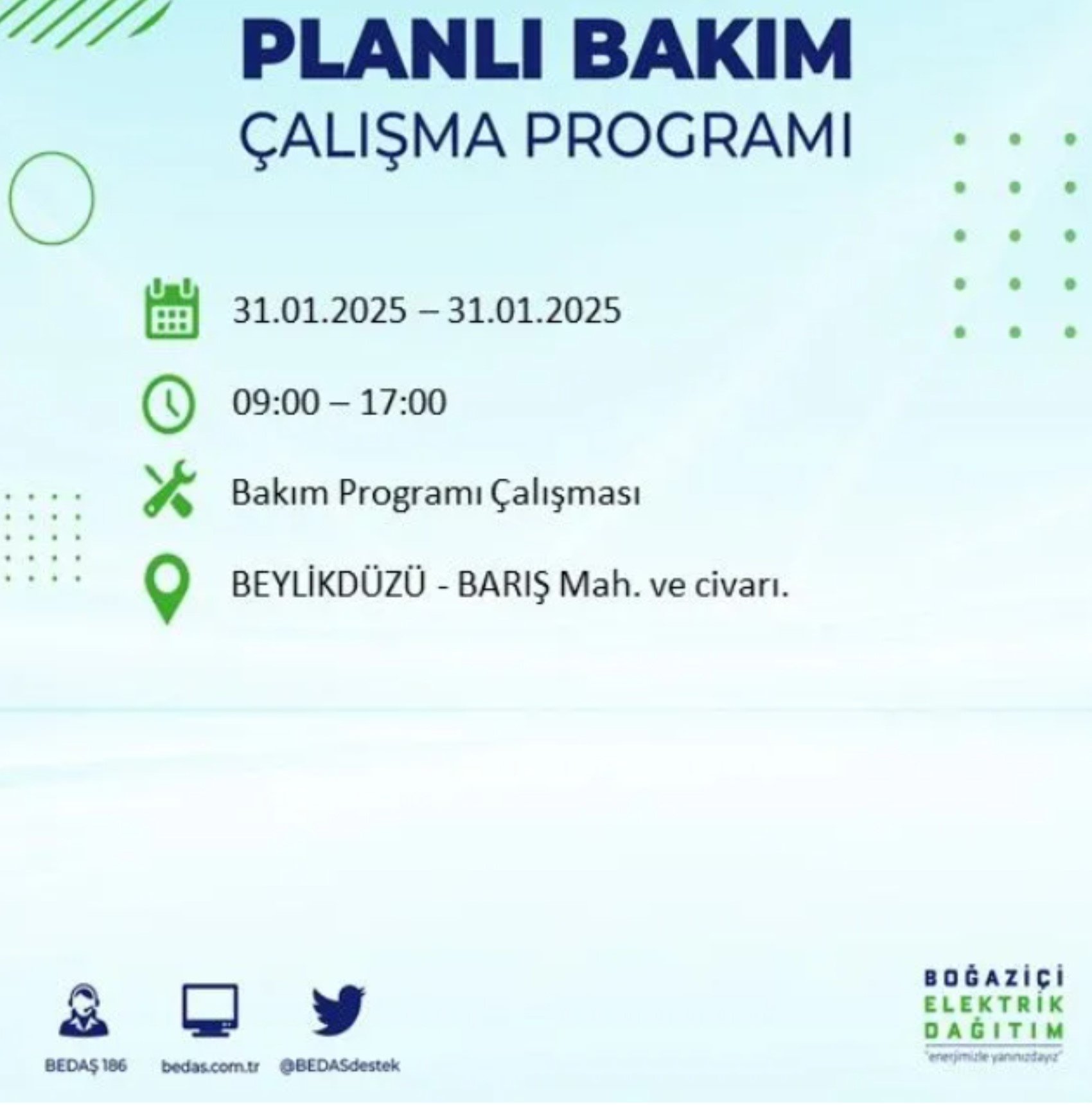 BEDAŞ açıkladı... İstanbul'da elektrik kesintisi: 31 Ocak'ta hangi mahalleler etkilenecek?