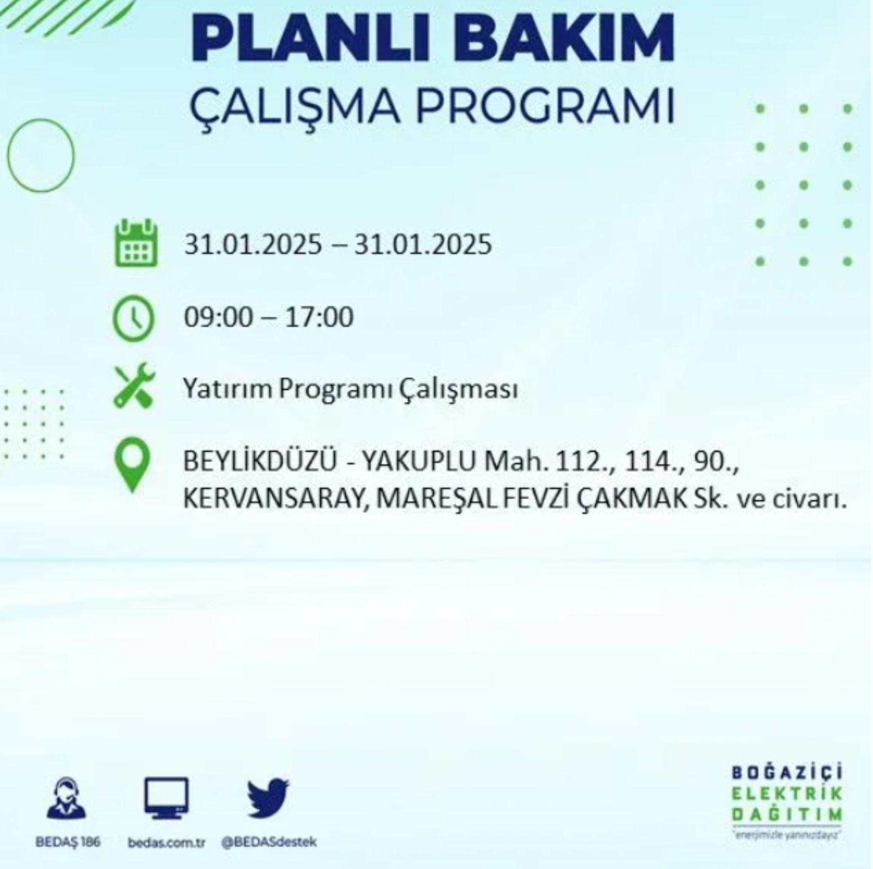 BEDAŞ açıkladı... İstanbul'da elektrik kesintisi: 31 Ocak'ta hangi mahalleler etkilenecek?