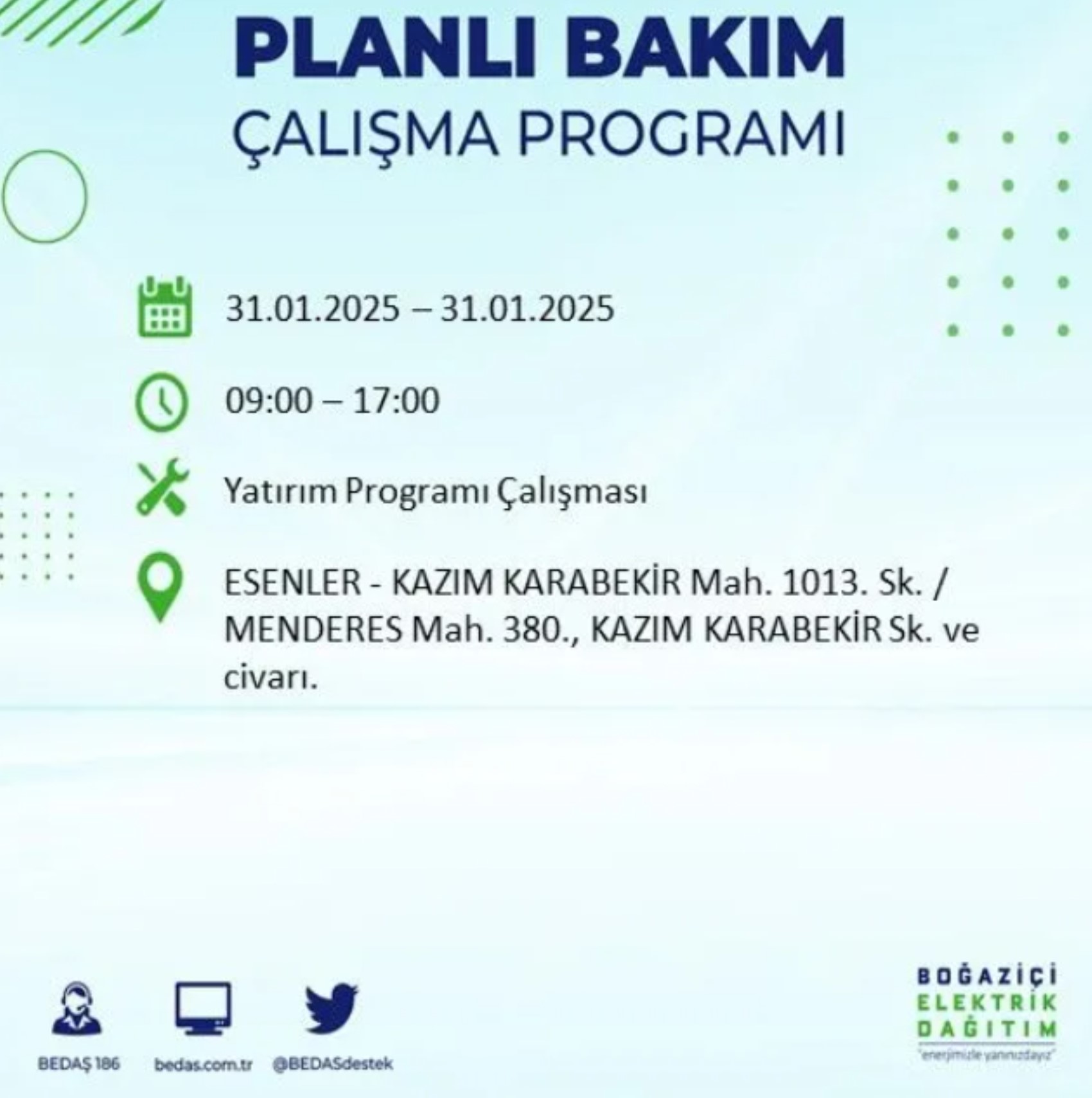 BEDAŞ açıkladı... İstanbul'da elektrik kesintisi: 31 Ocak'ta hangi mahalleler etkilenecek?