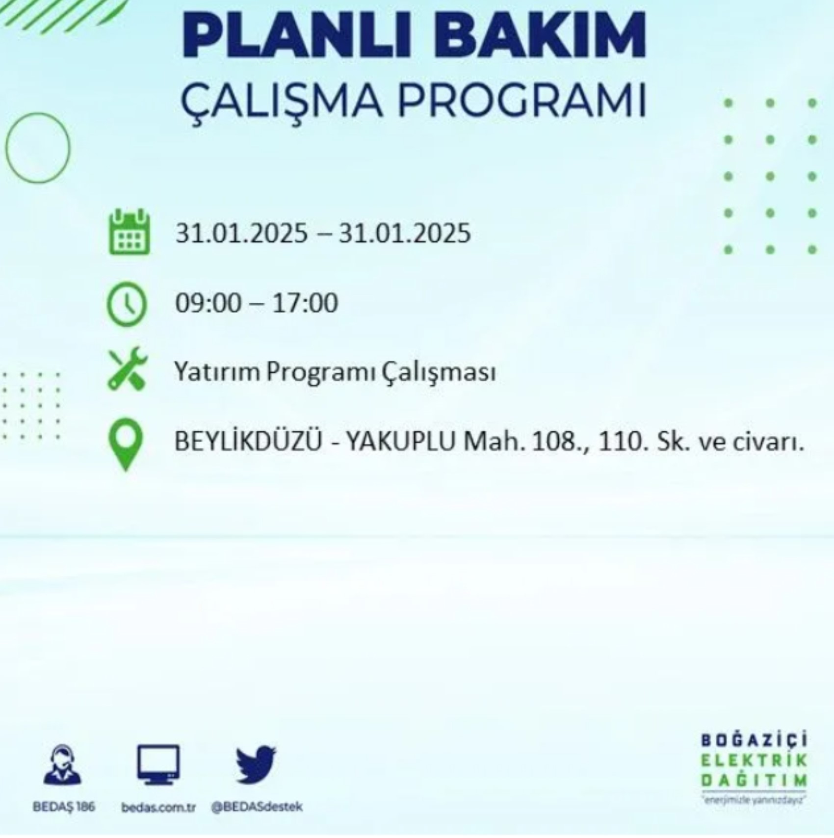 BEDAŞ açıkladı... İstanbul'da elektrik kesintisi: 31 Ocak'ta hangi mahalleler etkilenecek?