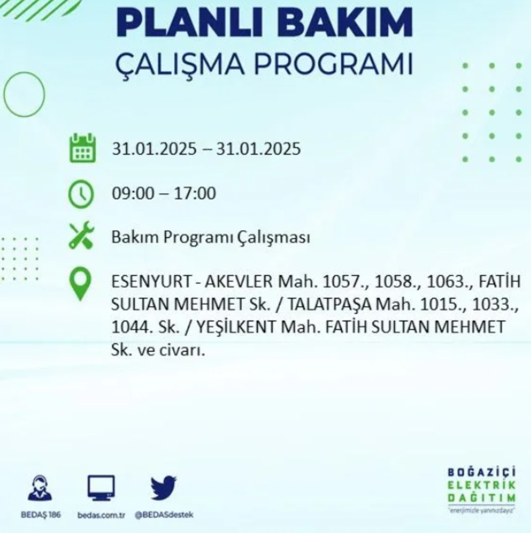 BEDAŞ açıkladı... İstanbul'da elektrik kesintisi: 31 Ocak'ta hangi mahalleler etkilenecek?