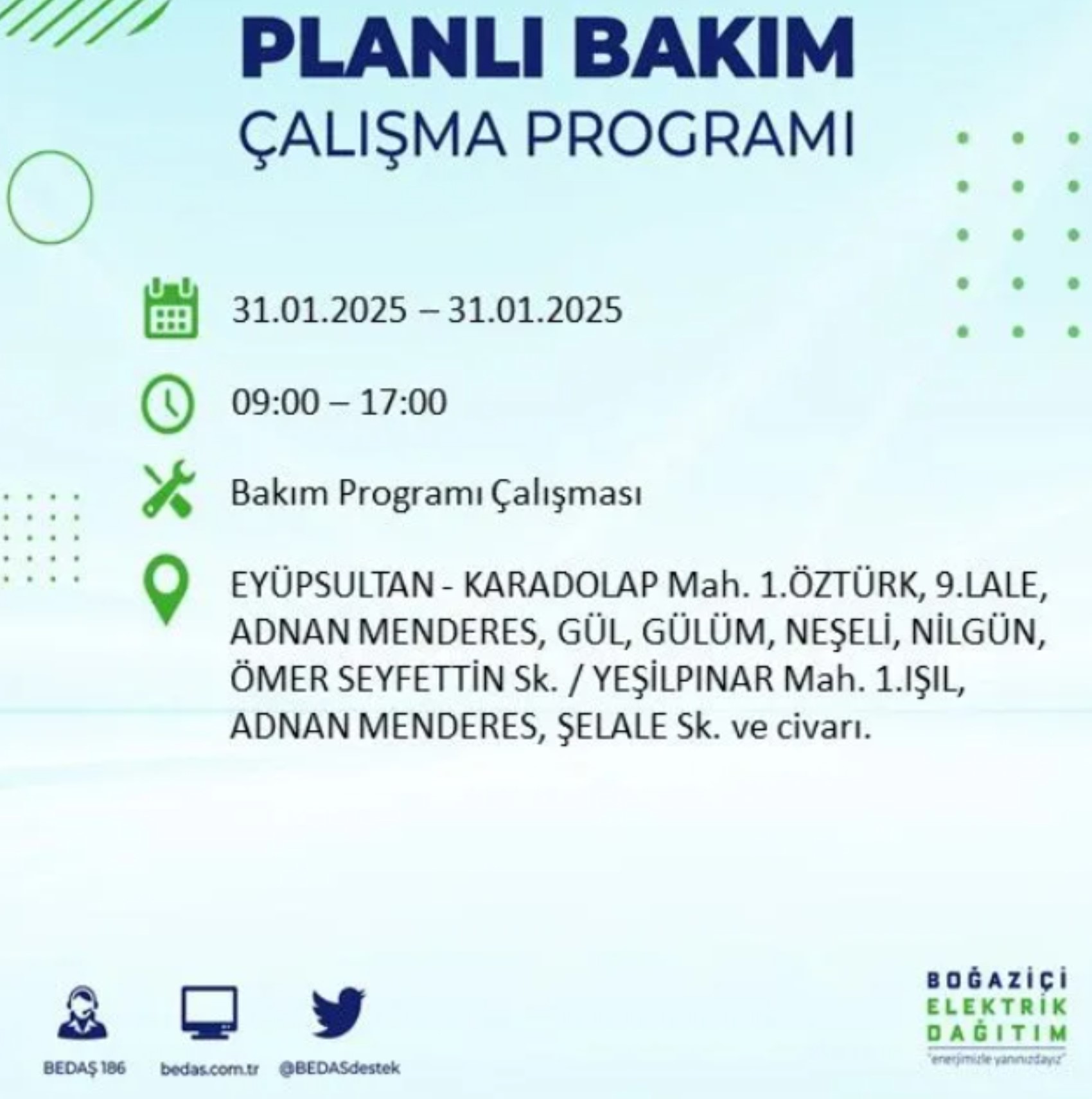 BEDAŞ açıkladı... İstanbul'da elektrik kesintisi: 31 Ocak'ta hangi mahalleler etkilenecek?