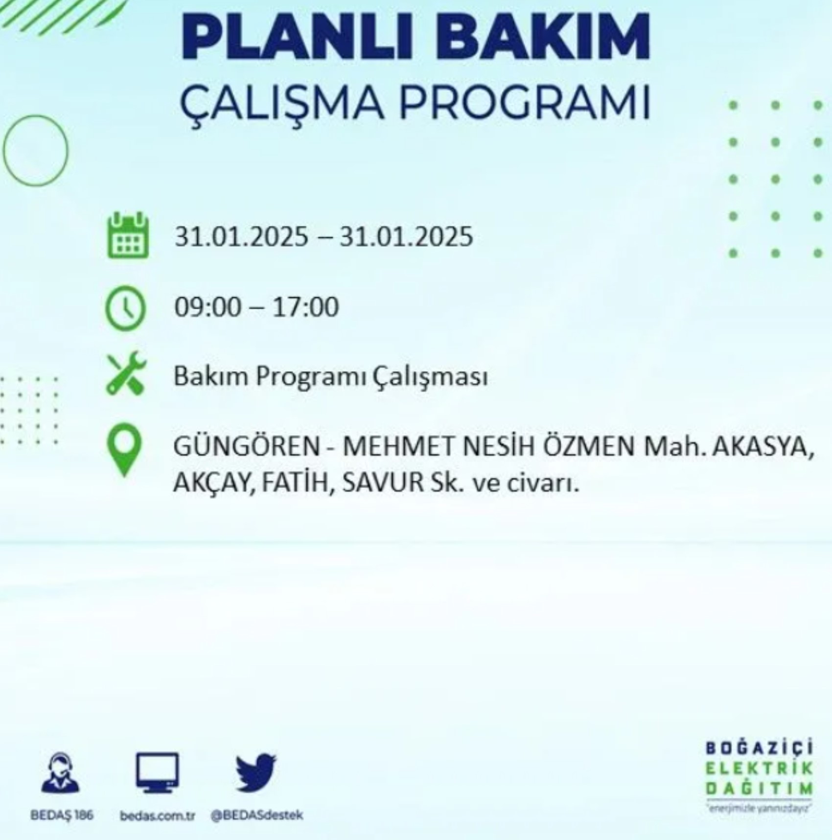 BEDAŞ açıkladı... İstanbul'da elektrik kesintisi: 31 Ocak'ta hangi mahalleler etkilenecek?