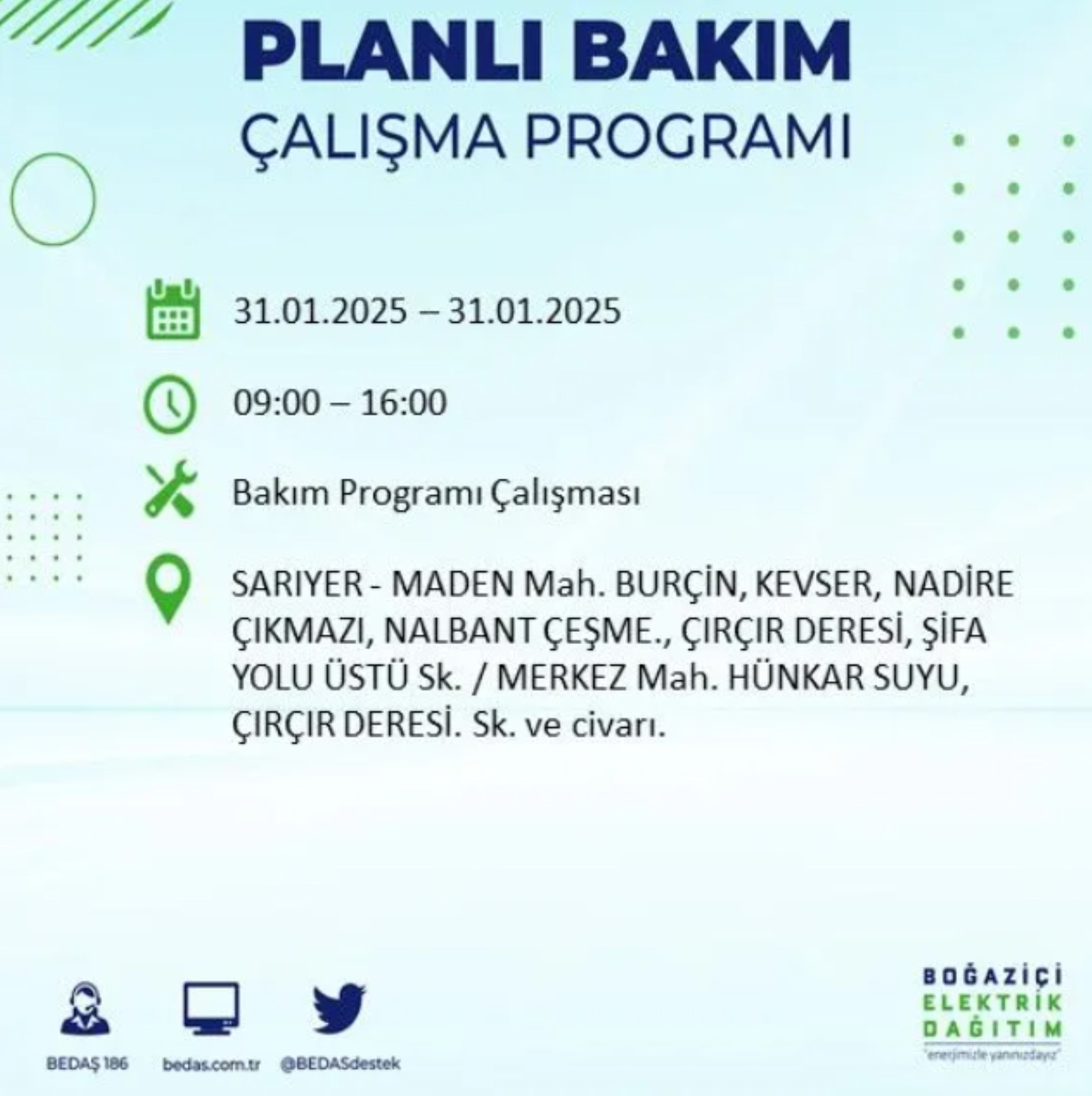 BEDAŞ açıkladı... İstanbul'da elektrik kesintisi: 31 Ocak'ta hangi mahalleler etkilenecek?