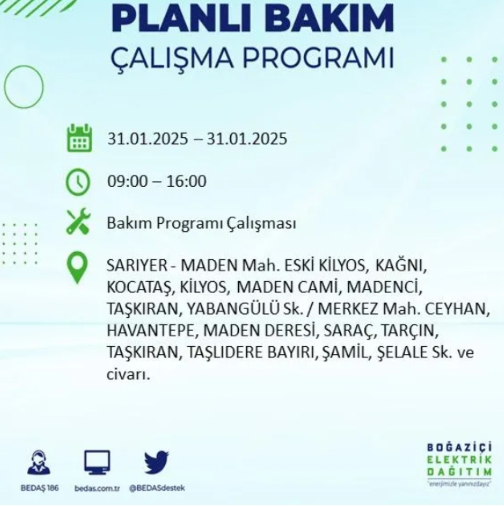 BEDAŞ açıkladı... İstanbul'da elektrik kesintisi: 31 Ocak'ta hangi mahalleler etkilenecek?