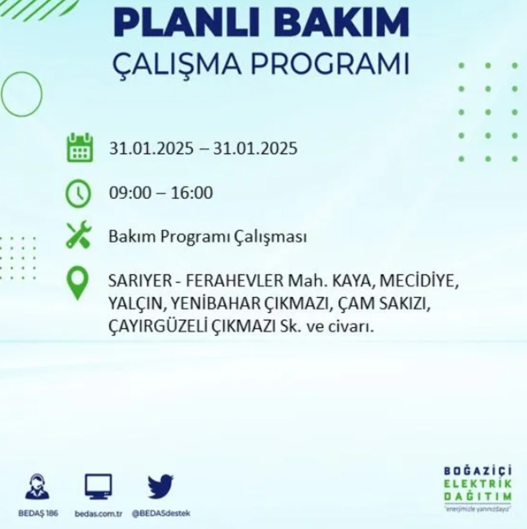 BEDAŞ açıkladı... İstanbul'da elektrik kesintisi: 31 Ocak'ta hangi mahalleler etkilenecek?